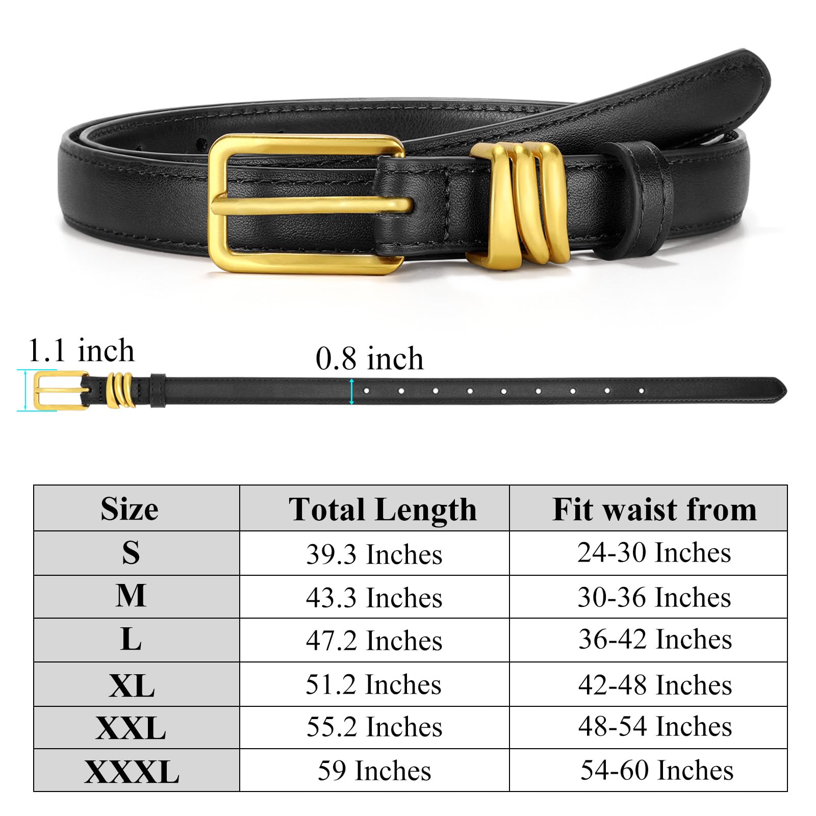 Foto 7 pulgar | Cinturón Xzqtive De Piel Delgada Para Mujer, Negro, Para Vestidos Y Jeans - Venta Internacional.