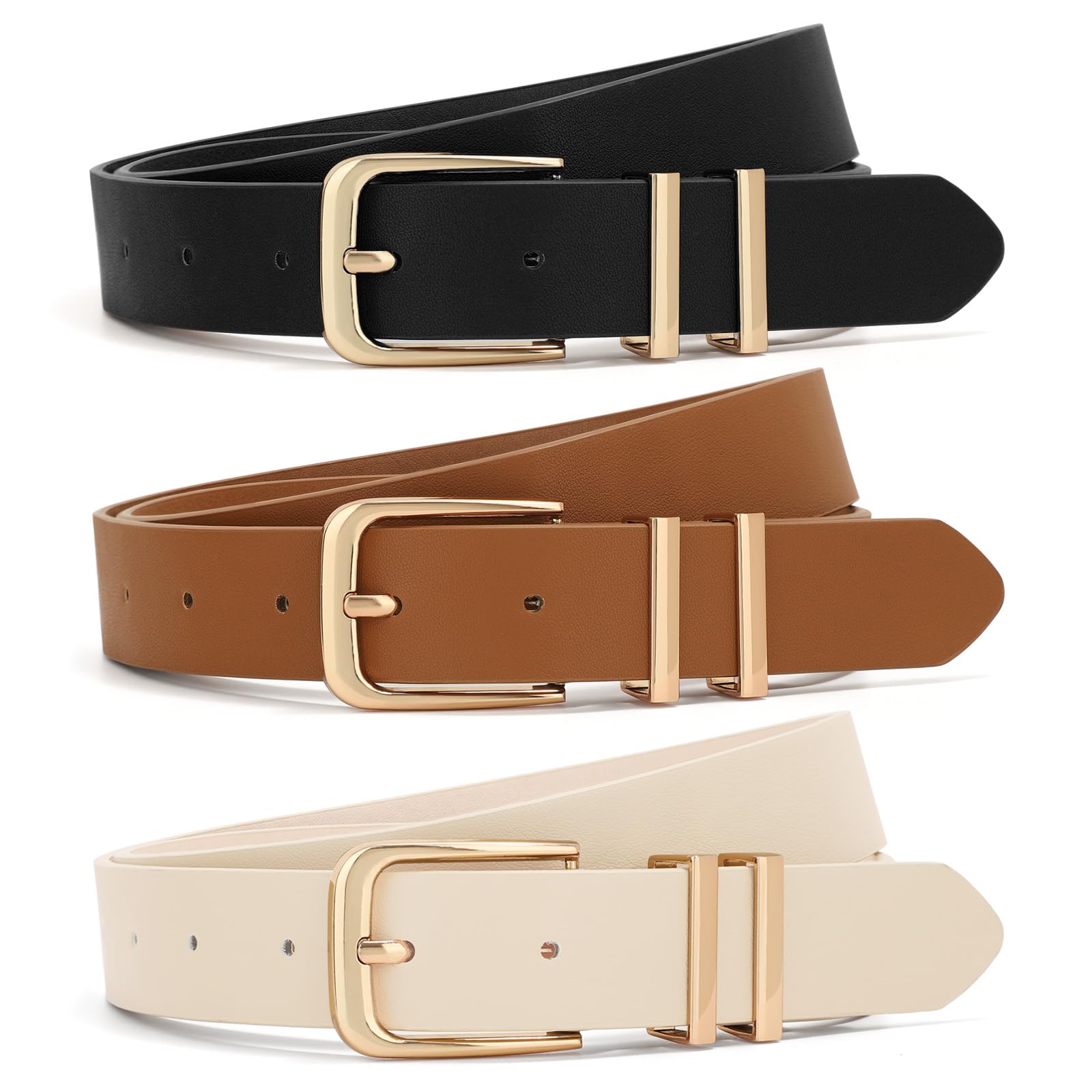 Foto 2 pulgar | Pantalones Vaqueros De Cuero Belt Xzqtive Para Mujer Con Hebilla Dorada - Venta Internacional.