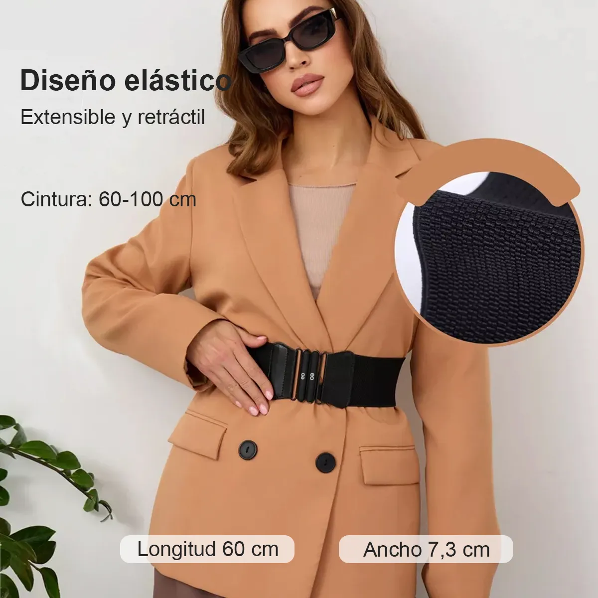 Foto 3 pulgar | Cinturón Elegante De Vestir Elástico Ancho Para Vestidos Eo Safe Imports Esi-19398 Negro