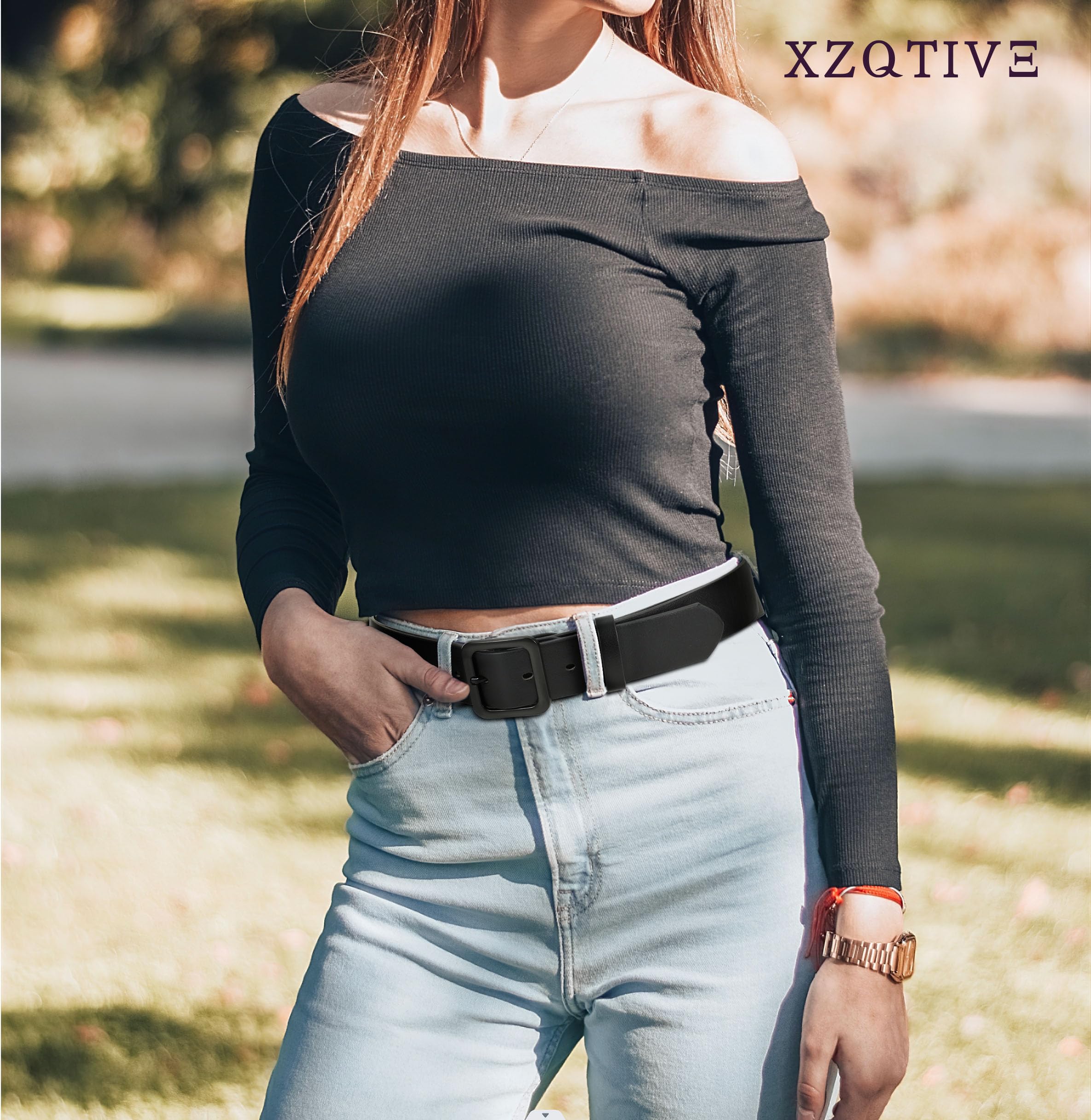 Foto 3 pulgar | Cinturón De Cuero Xzqtive Para Mujer Para Jeans, Pantalones Y Vestidos, Negro - Venta Internacional.