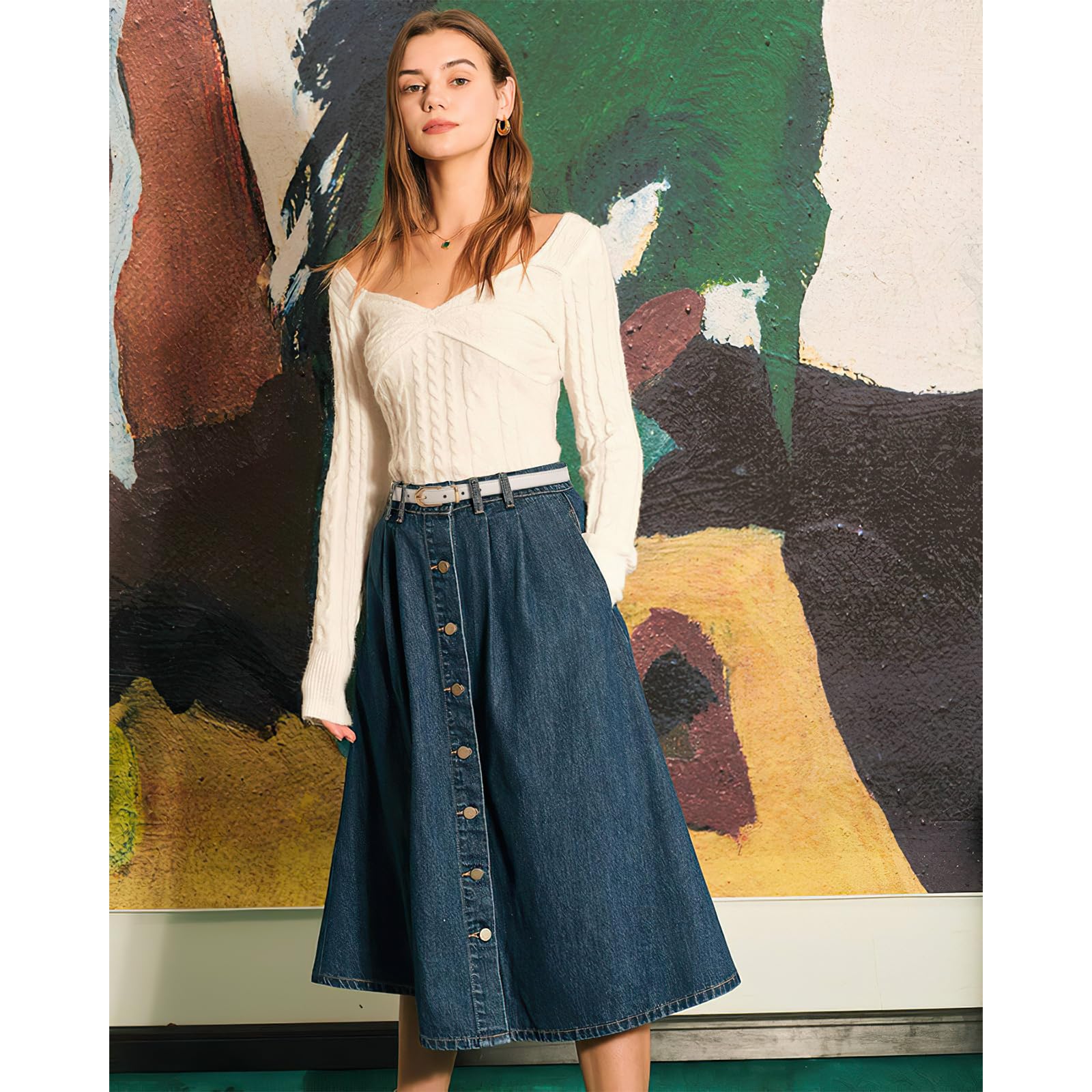 Foto 6 pulgar | Cinturón Jasgood, Ajustado De Cuero Fino Para Mujer, Vestido De Jeans - Venta Internacional.