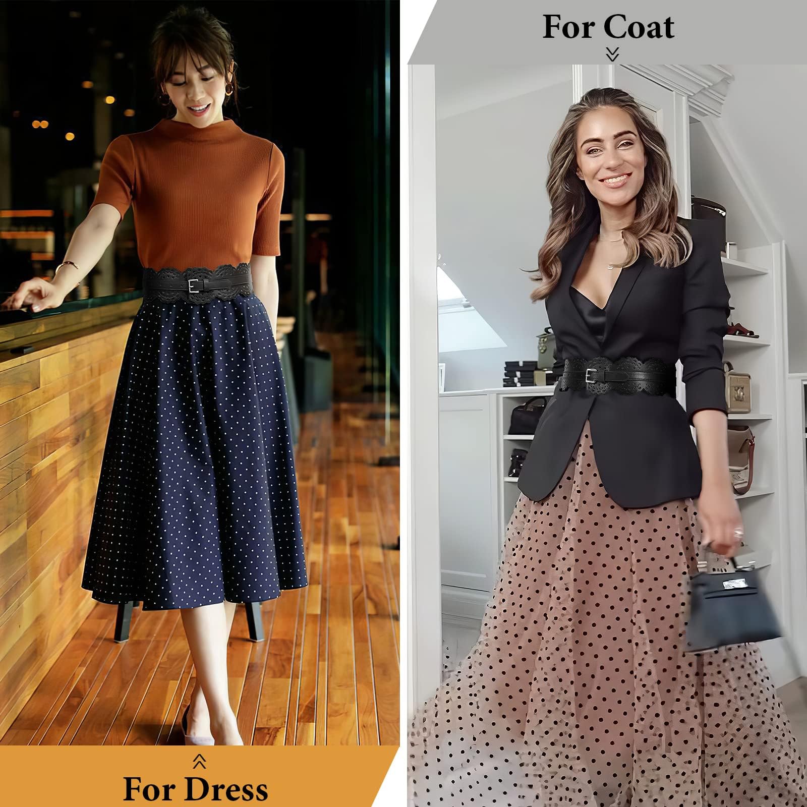 Foto 3 | Cinturón Ancho Obi De Cuero Xzqtive Para Mujer Vestidos Negros - Venta Internacional.
