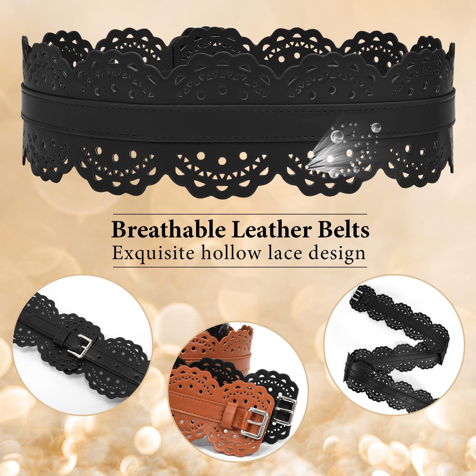 Foto 5 | Cinturón Ancho Obi De Cuero Xzqtive Para Mujer Vestidos Negros - Venta Internacional.