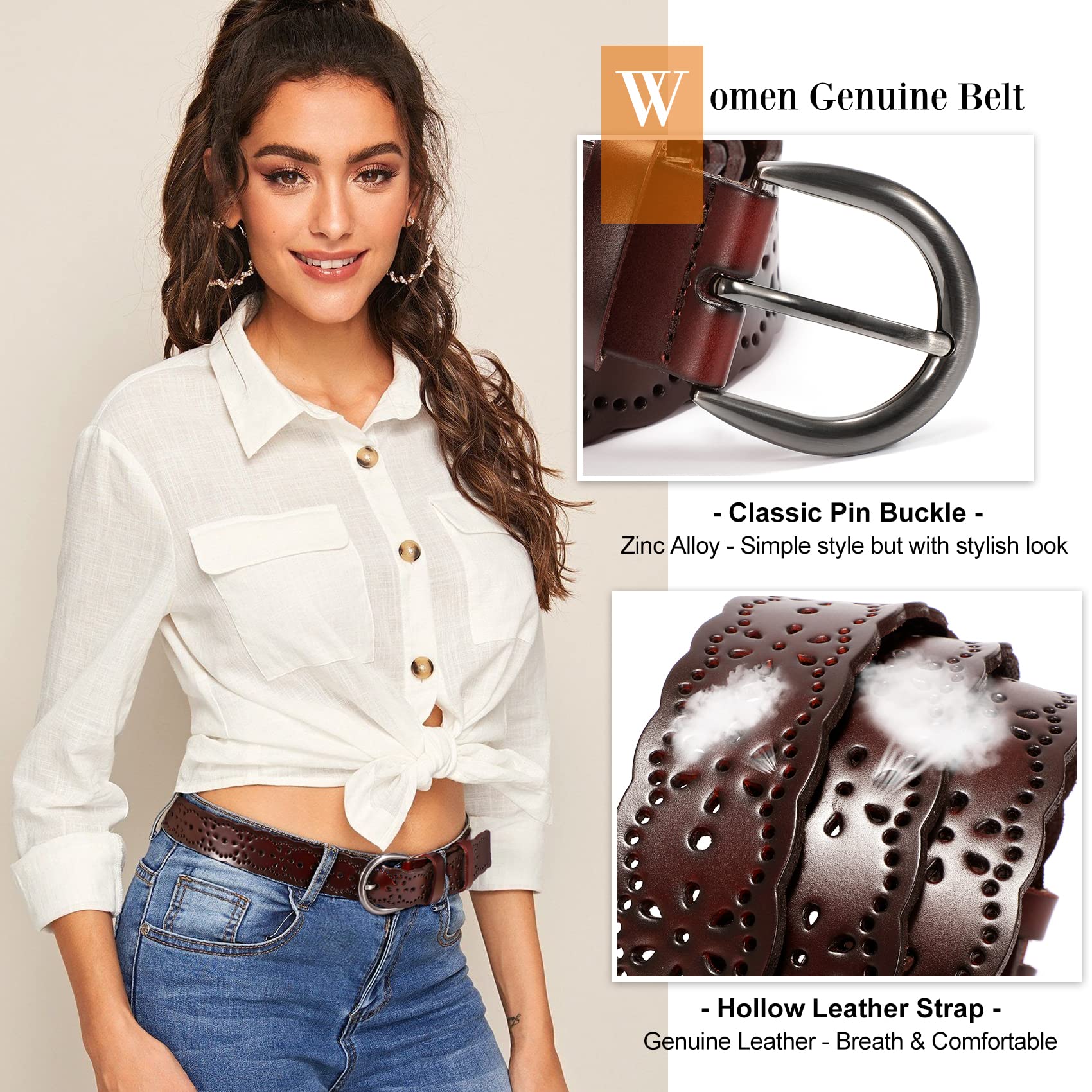 Foto 3 pulgar | Cinturón De Cuero Xzqtive Para Mujer, Talla Grande, Para Jeans, Vestidos Y Pantalones - Venta Internacional.