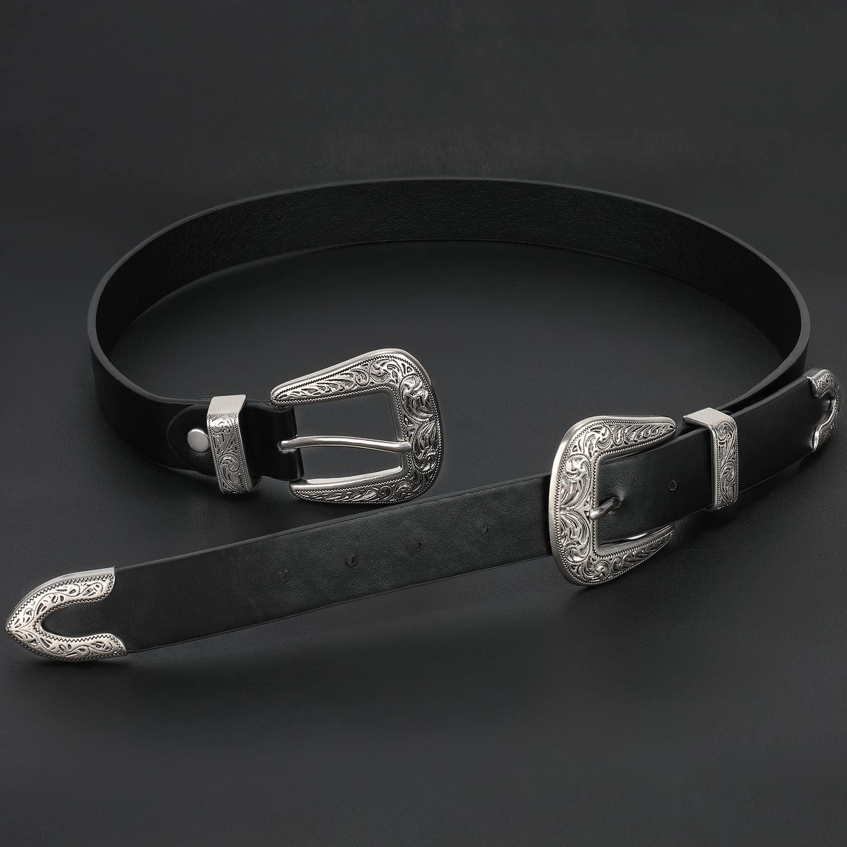 Foto 3 | Cinturón Xzqtive Para Mujer, Estilo Vintage, Estilo Western, Retro, Piel Negra - Venta Internacional.