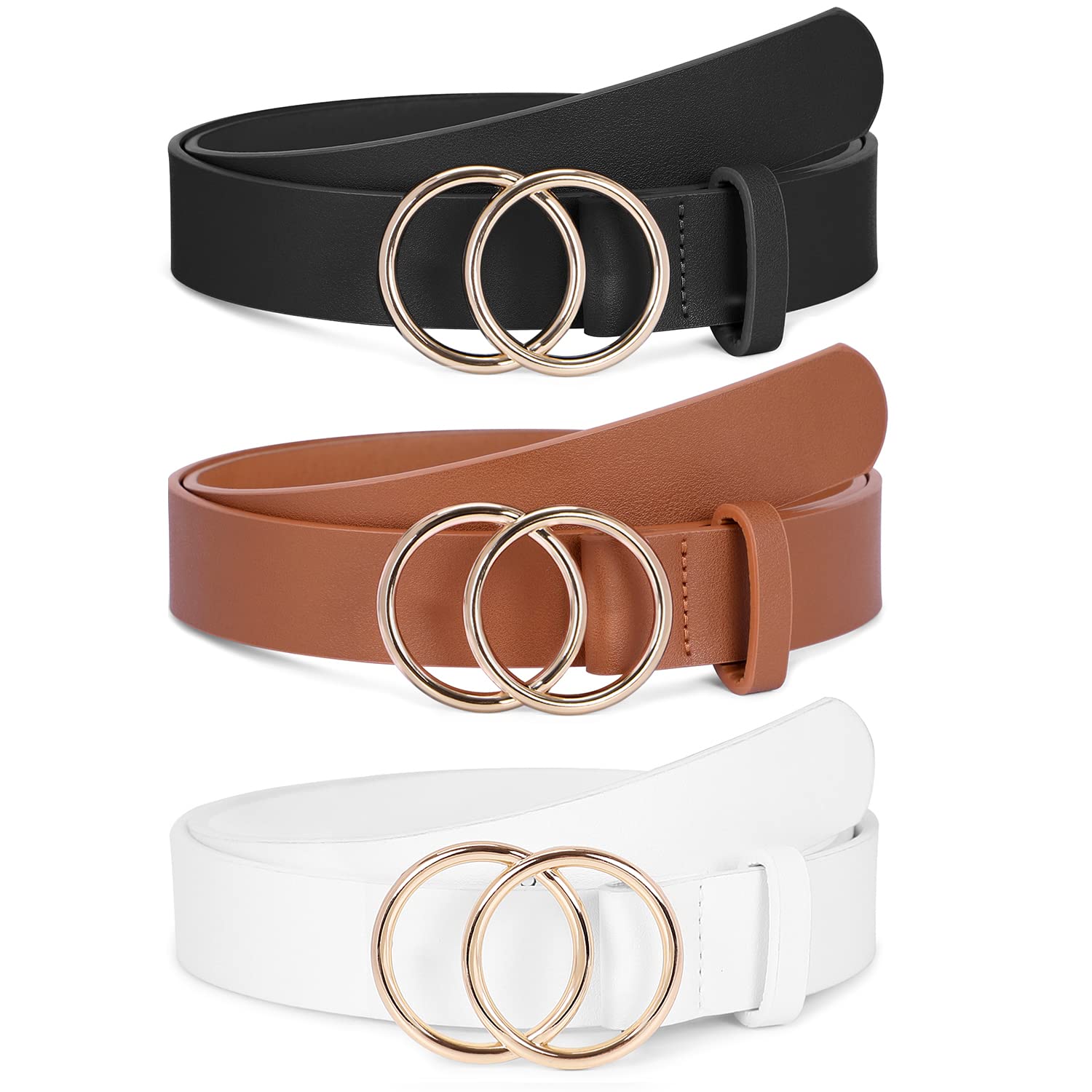 Foto 1 | Cinturones De Piel Para Mujer Xzqtive Fashion Con Hebilla Dorada, Paquete De 3 - Venta Internacional.