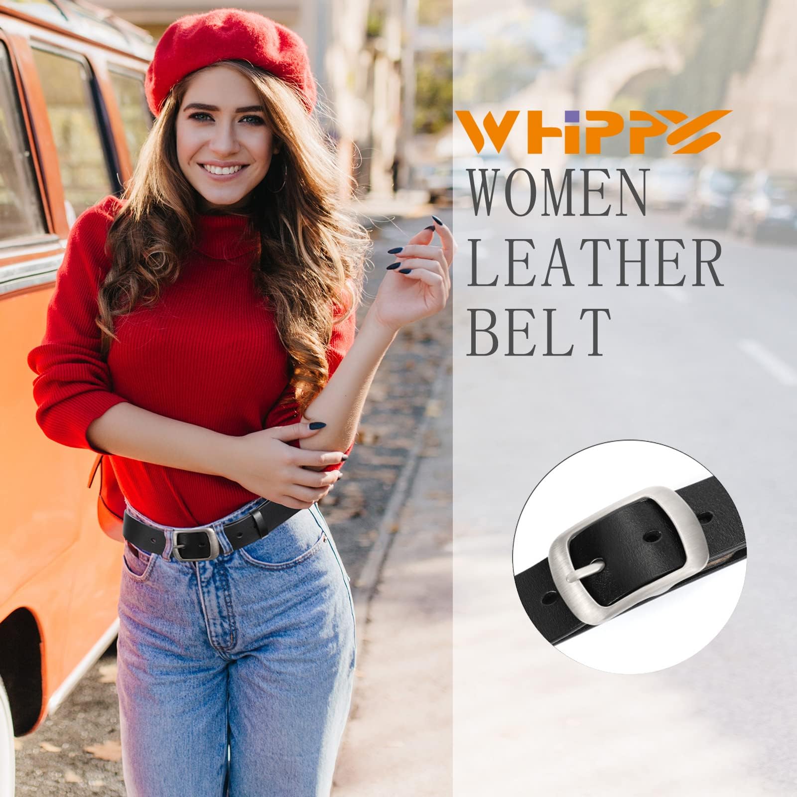 Foto 3 pulgar | Cinturón De Piel Whippy Para Mujer, Pantalones Vaqueros Con Hebilla, Color Negro - Venta Internacional.
