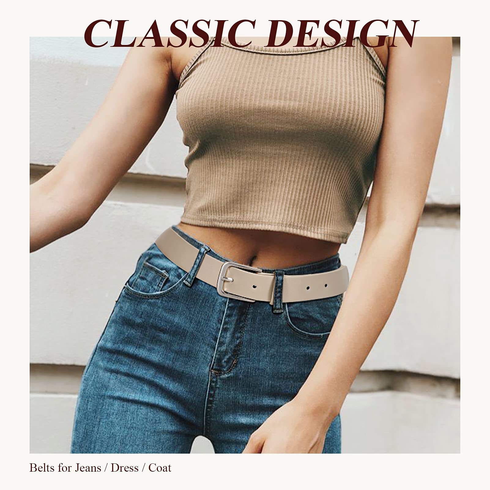 Foto 4 | Cinturón De Piel Whippy Casual Para Mujer Para Jeans Beige - Venta Internacional.