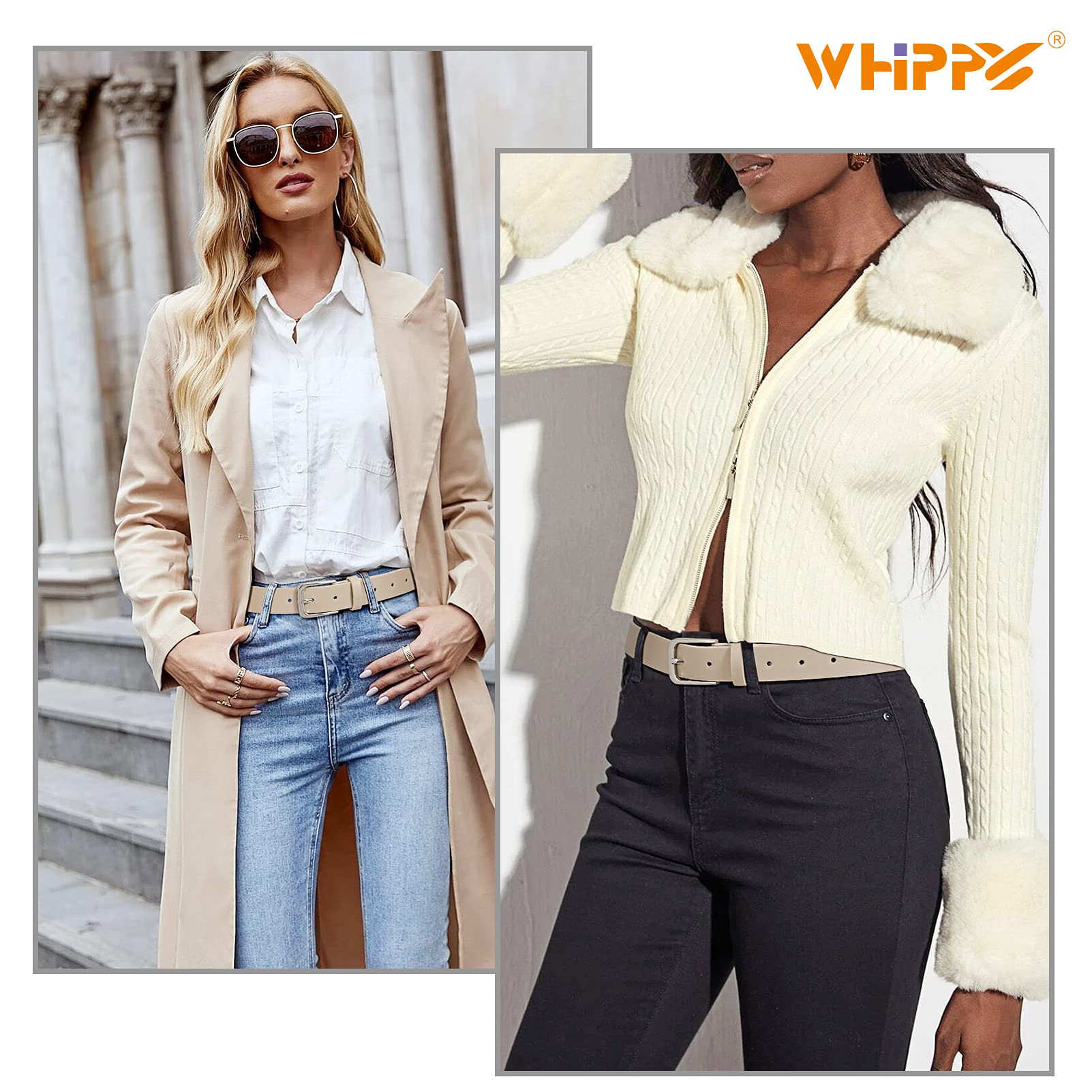 Foto 7 pulgar | Cinturón De Piel Whippy Casual Para Mujer Para Jeans Beige - Venta Internacional.