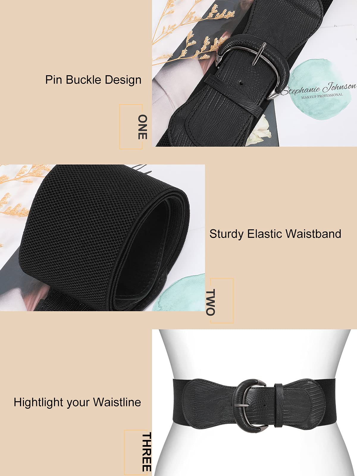 Foto 4 pulgar | Cinturón Elástico Ancho Whippy Vintage Stretchy Para Mujer - Venta Internacional.
