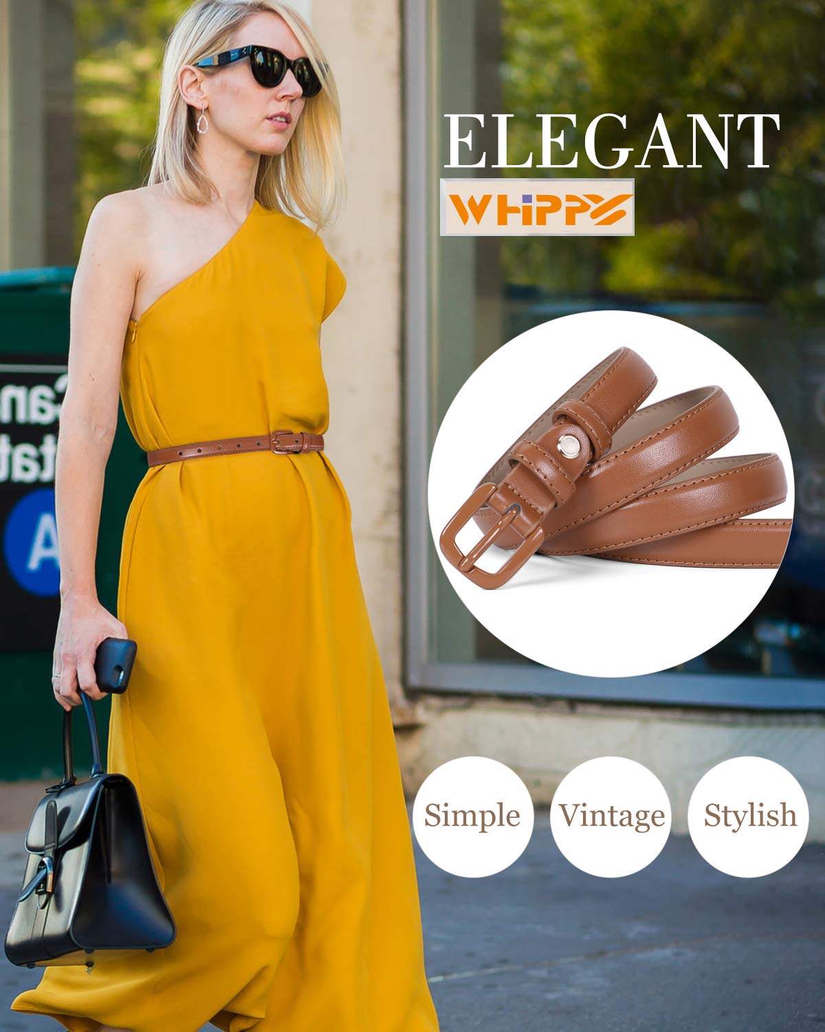 Foto 4 pulgar | Cinturón Whippy Para Mujer, Ceñido De Piel Para Cintura, Color Negro/marrón - Venta Internacional.