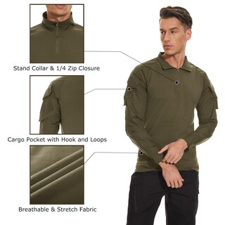 Foto 5 | Camisa Táctica Tacvasen 1/4 Zip Combat Manga Larga Verde Para Hombre - Venta Internacional.