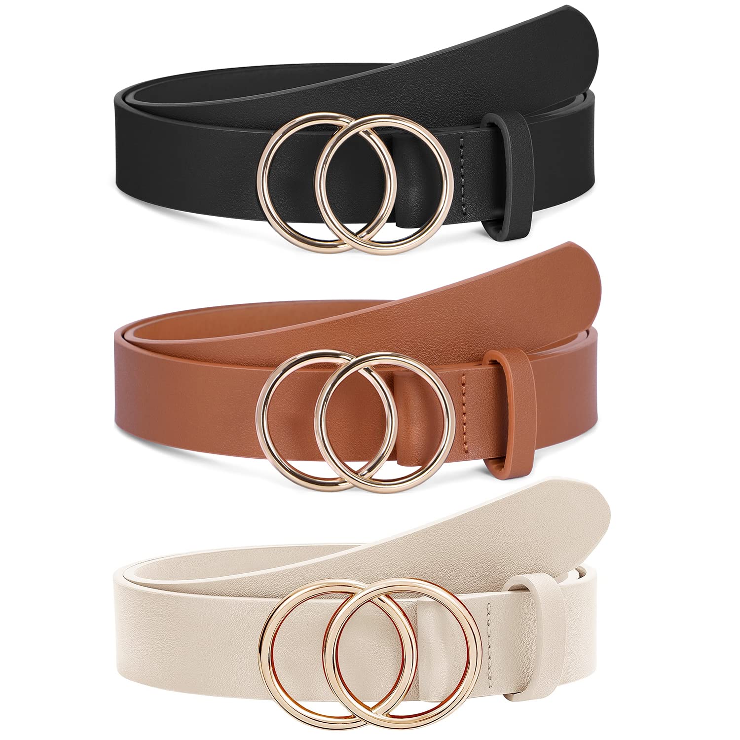 Foto 1 | Cinturones De Piel Para Mujer Xzqtive Fashion Con Hebilla Dorada, Paquete De 3 - Venta Internacional.