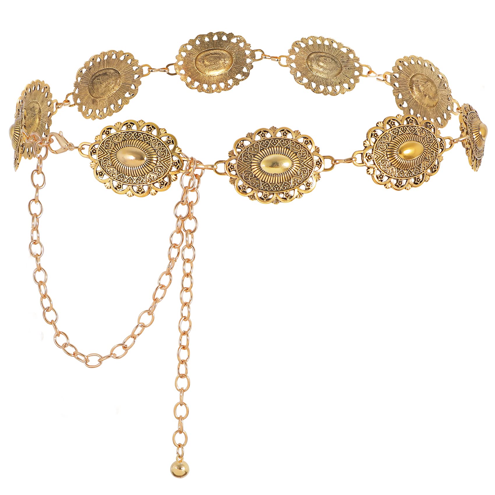 Cinturón De Cadena Whippy Para Mujer Con Eslabones Metálicos, Color Turquesa Occidental - Venta Internacional.