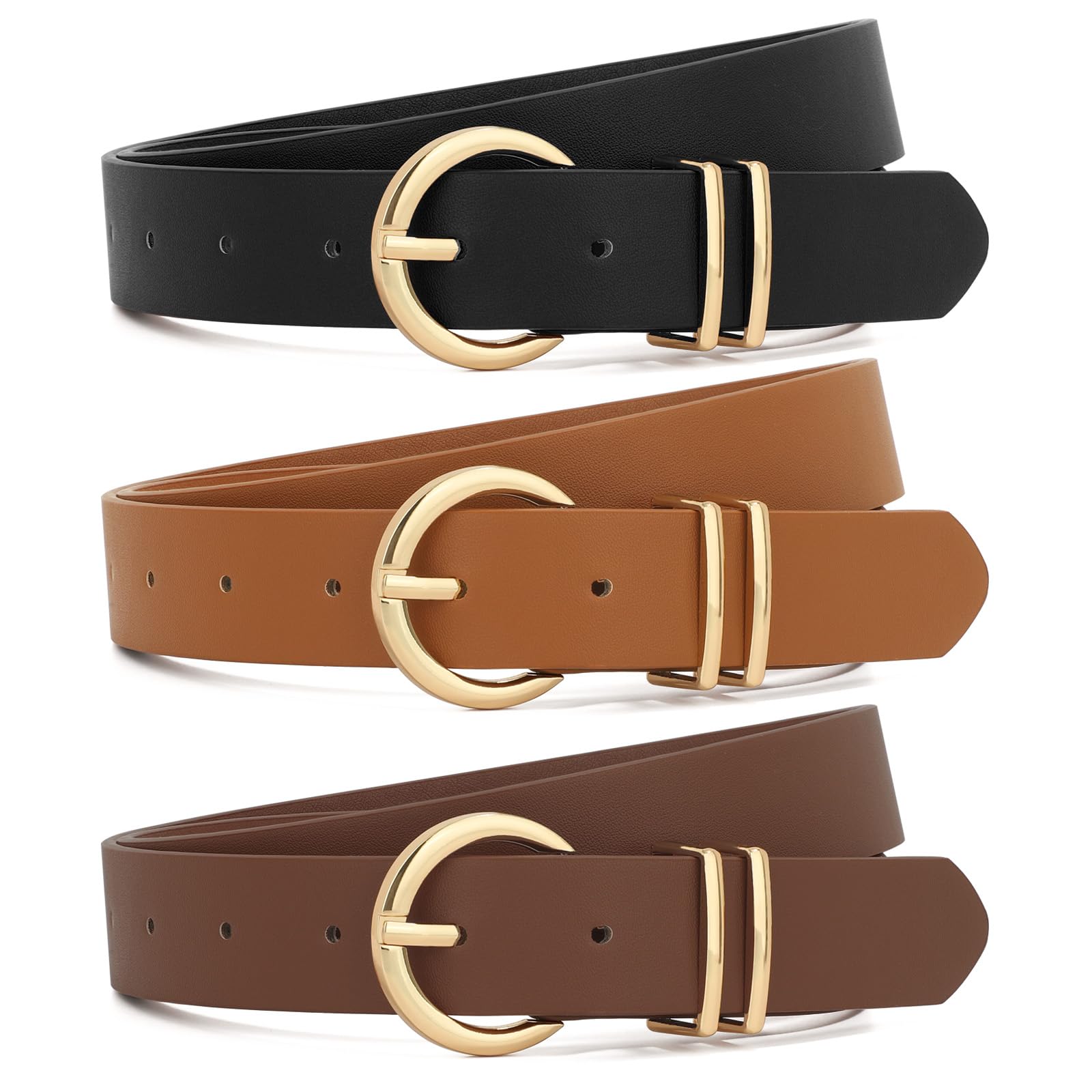 Foto 2 pulgar | Pantalones Vaqueros De Cuero Belt Xzqtive Para Mujer Con Hebilla Dorada - Venta Internacional.