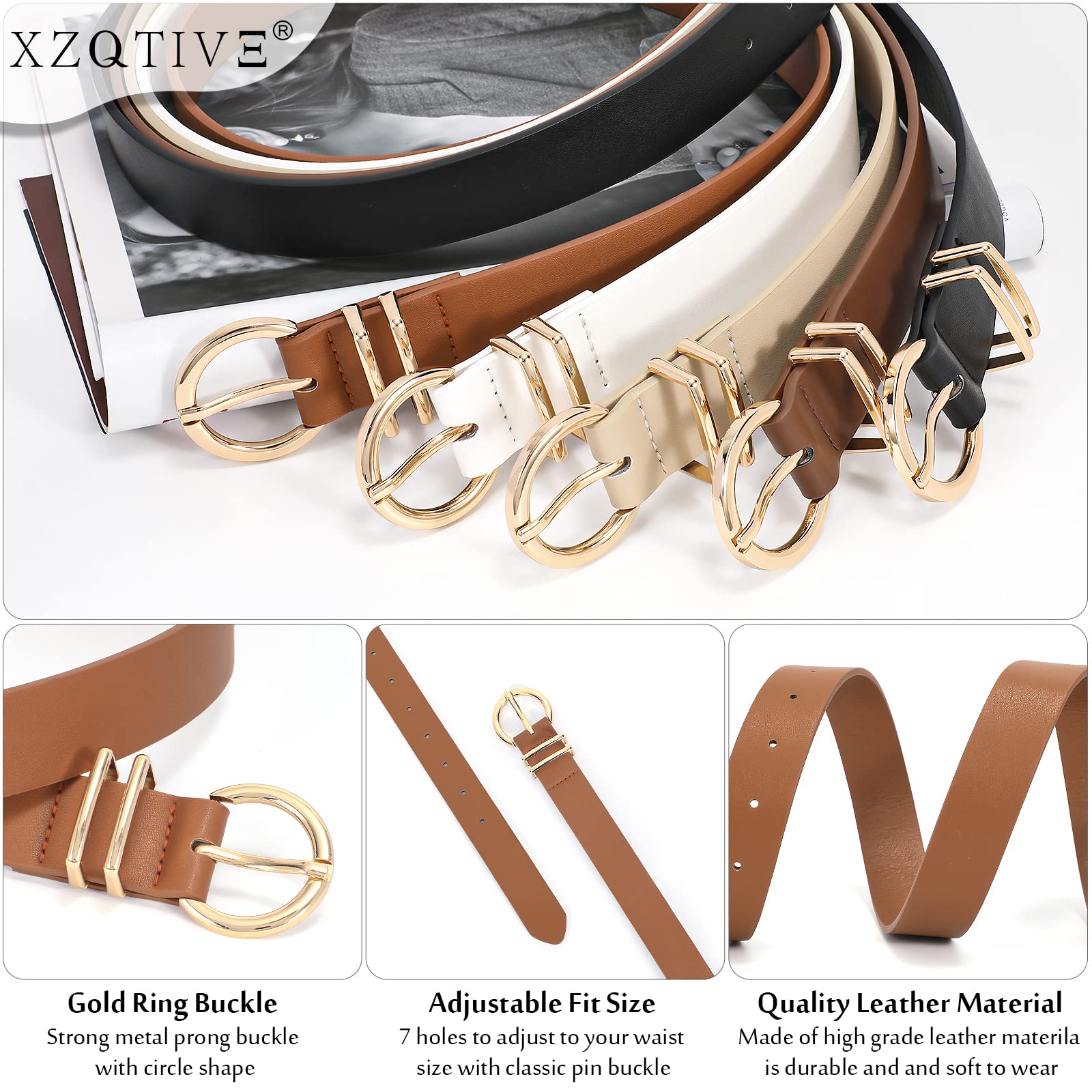 Foto 6 pulgar | Pantalones Vaqueros De Cuero Belt Xzqtive Para Mujer Con Hebilla Dorada - Venta Internacional.