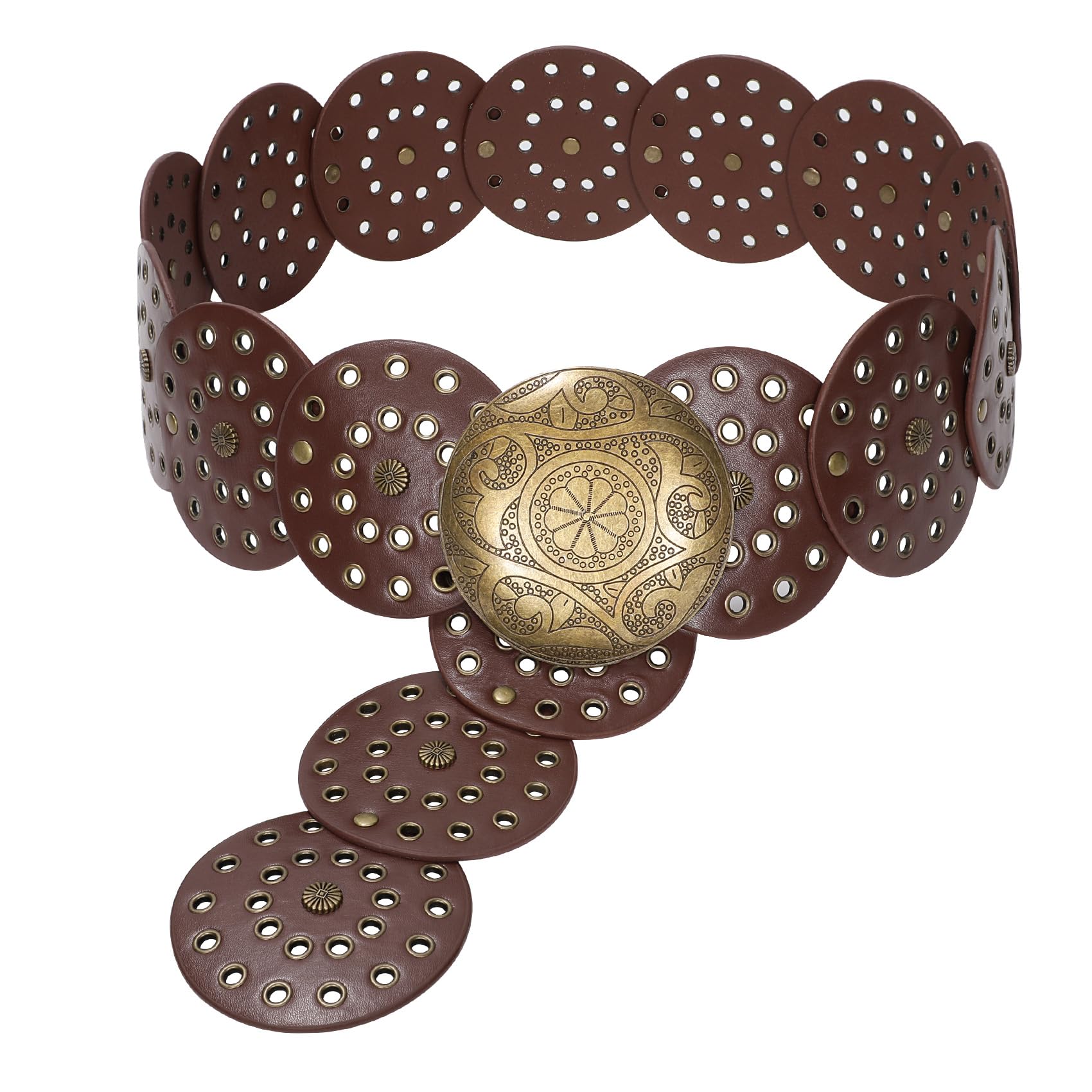 Cinturón Vaquero Jasgood Wide Hollow Disc De Piel Para Mujer - Venta Internacional.
