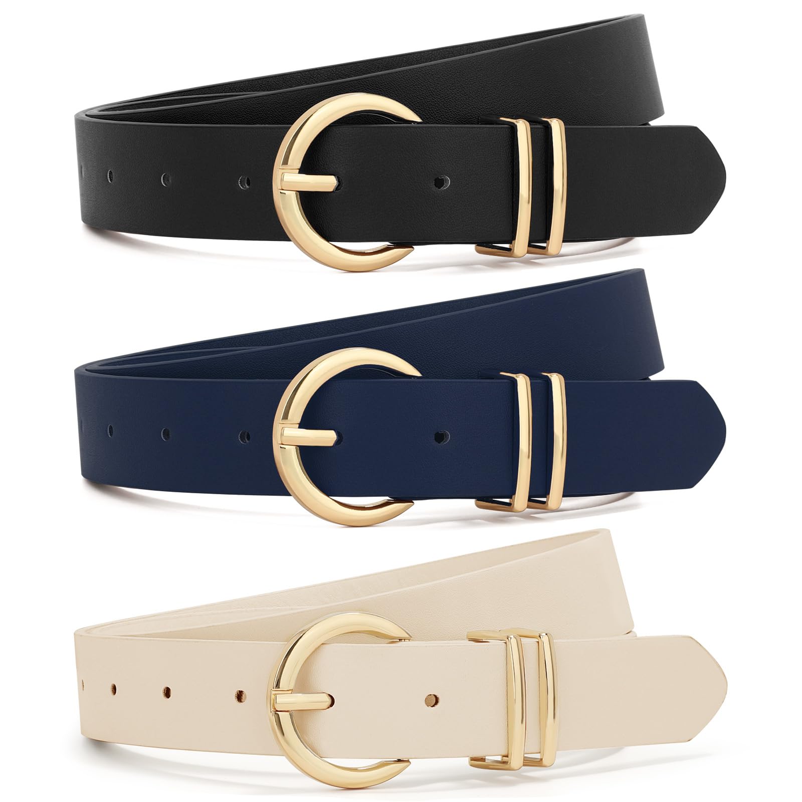 Foto 2 pulgar | Pantalones Vaqueros De Cuero Belt Xzqtive Para Mujer Con Hebilla Dorada - Venta Internacional.