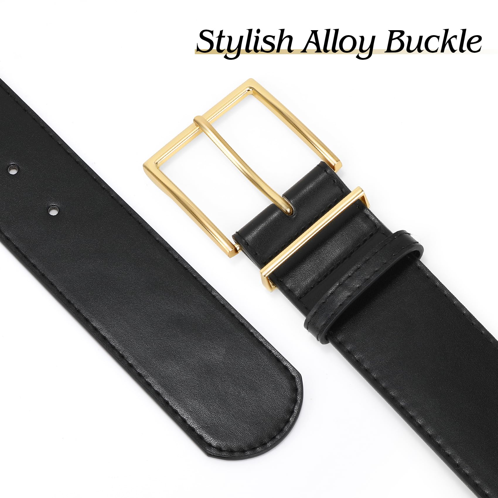 Foto 4 pulgar | Cinturón Ancho De Cuero Whippy Para Mujer A La Moda Con Hebilla - Venta Internacional.