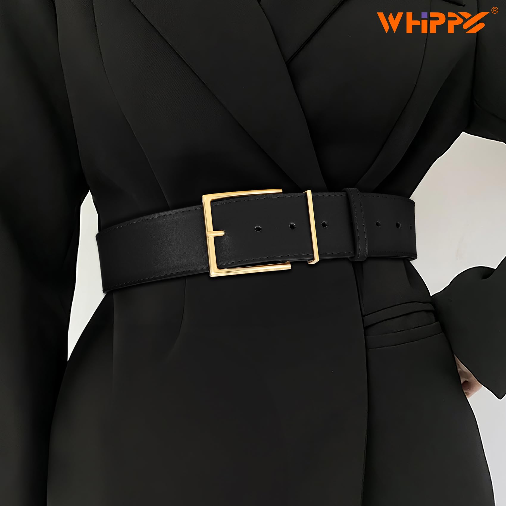 Foto 7 pulgar | Cinturón Ancho De Cuero Whippy Para Mujer A La Moda Con Hebilla - Venta Internacional.