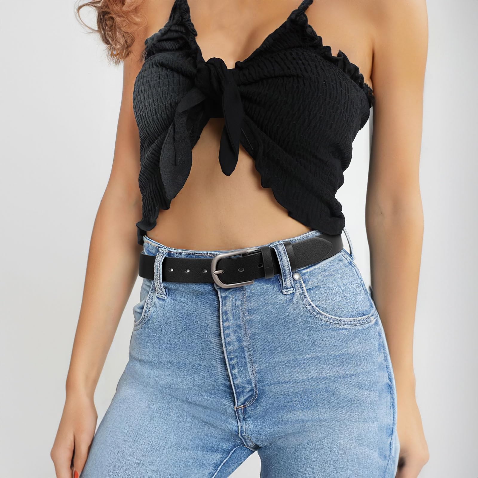 Foto 8 pulgar | Cinturón De Cuero Whippy Para Mujer, Negro, Para Jeans, Pantalones Y Vestidos - Venta Internacional.