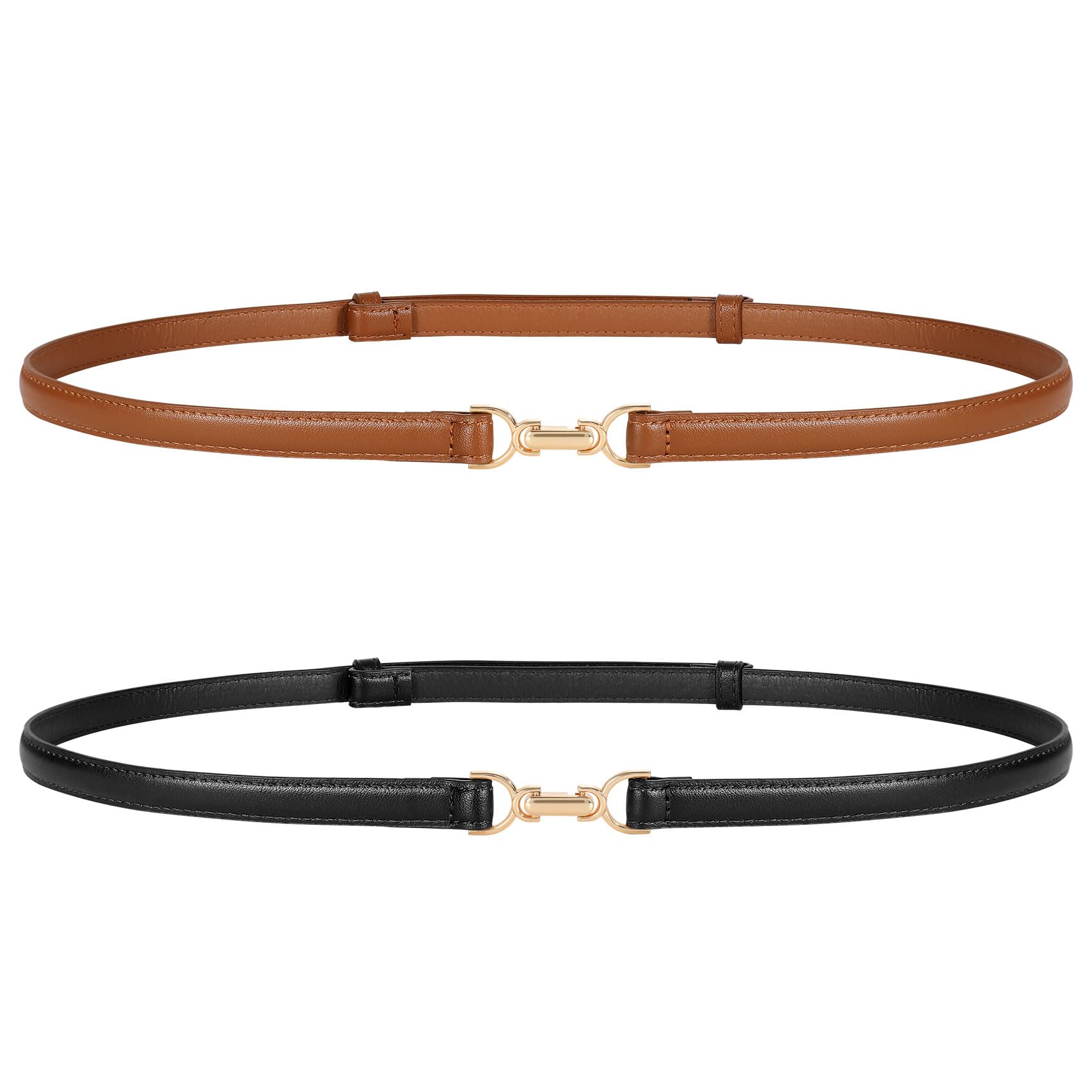 Foto 1 | Cinturones Ajustados De Piel Sintética Jasgood Para Mujer, Color Negro+marrón, Paquete De 2 - Venta Internacional.