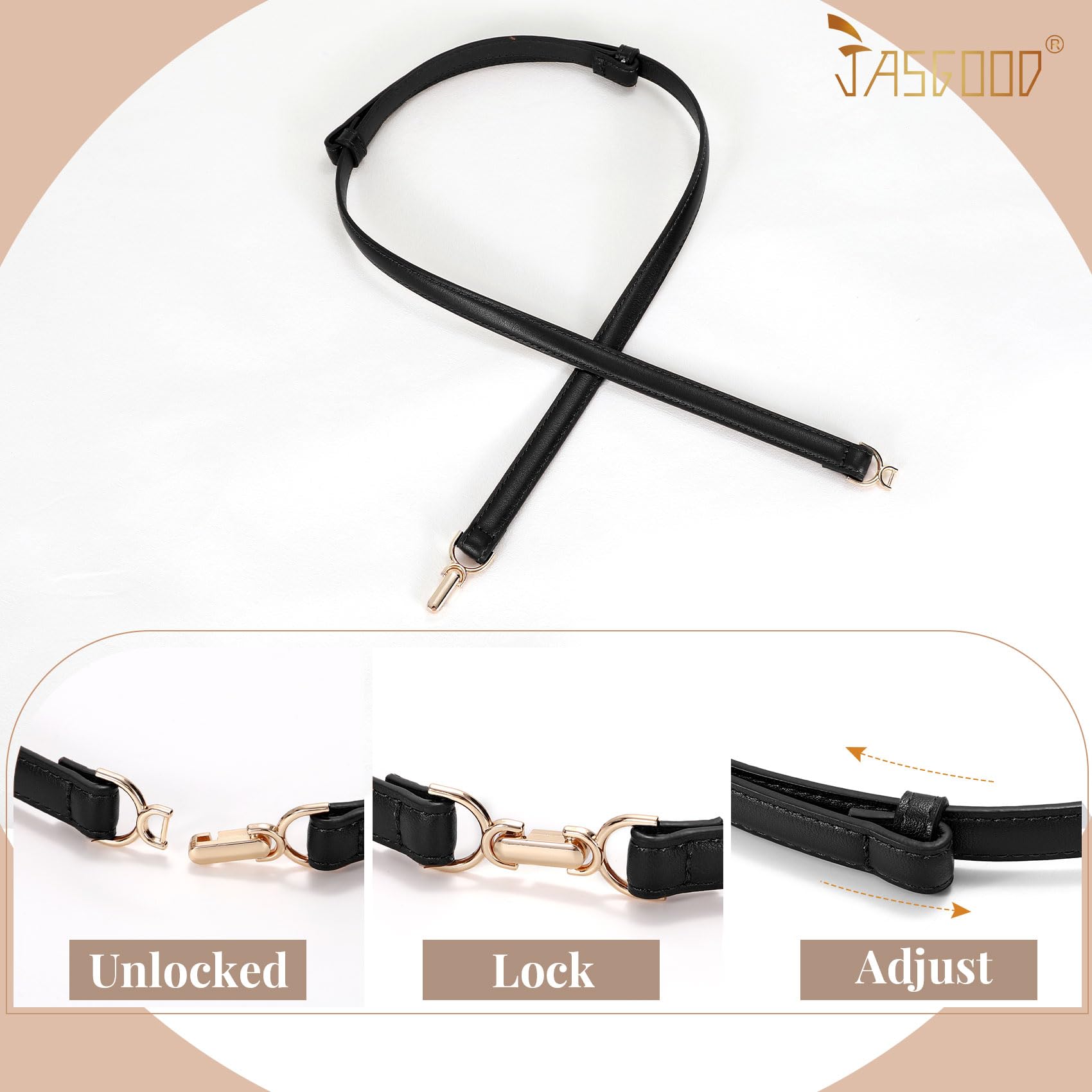 Foto 5 pulgar | Cinturones Ajustados De Piel Sintética Jasgood Para Mujer, Color Negro+marrón, Paquete De 2 - Venta Internacional.