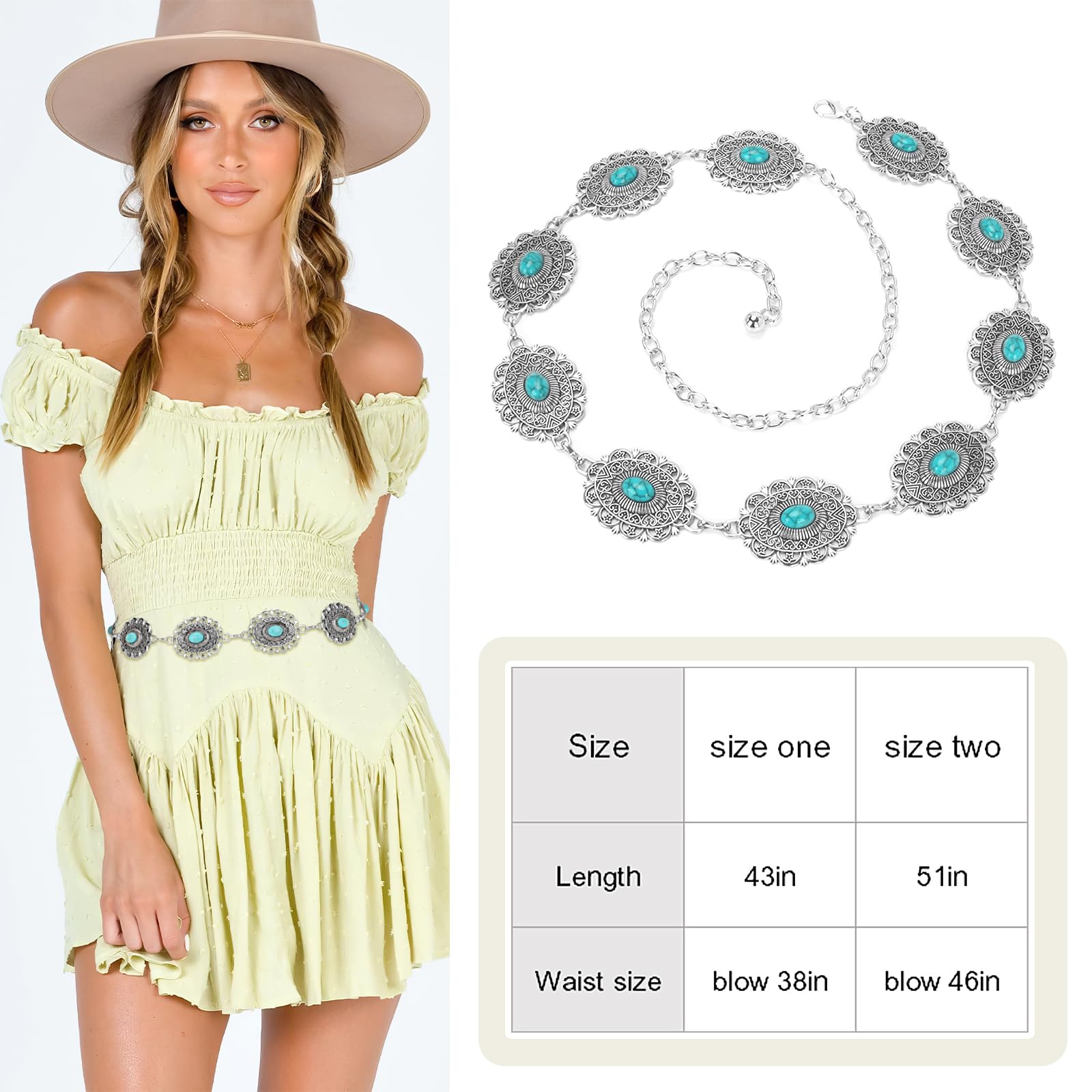 Foto 5 | Cinturón De Cadena Xzqtive Para Mujer, Estilo Bohemio, Para Vestidos, Jeans - Venta Internacional.