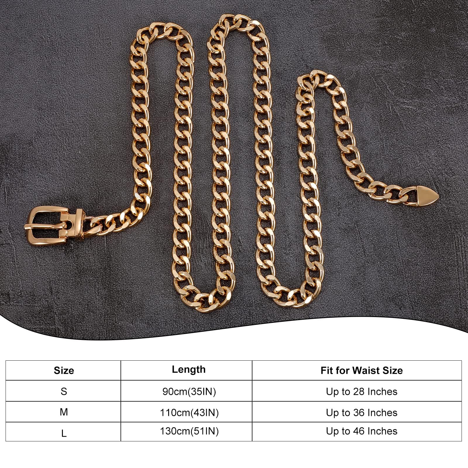Foto 6 | Cinturón Con Cadena De Cintura Whippy Weave Body Link Para Mujer, Color Dorado S - Venta Internacional.