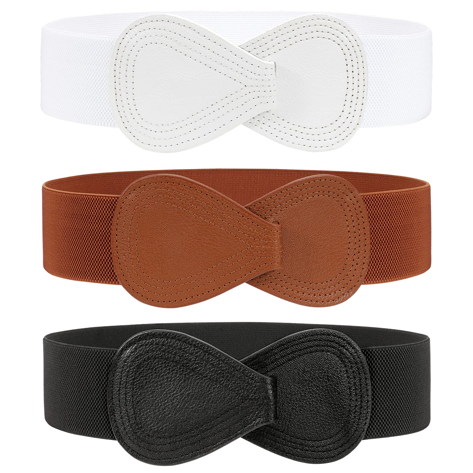 Foto 2 pulgar | Cinturón Jasgood Para Mujer, Elástico, Ancho, Ancho, Negro, Blanco Y Marrón - Venta Internacional.