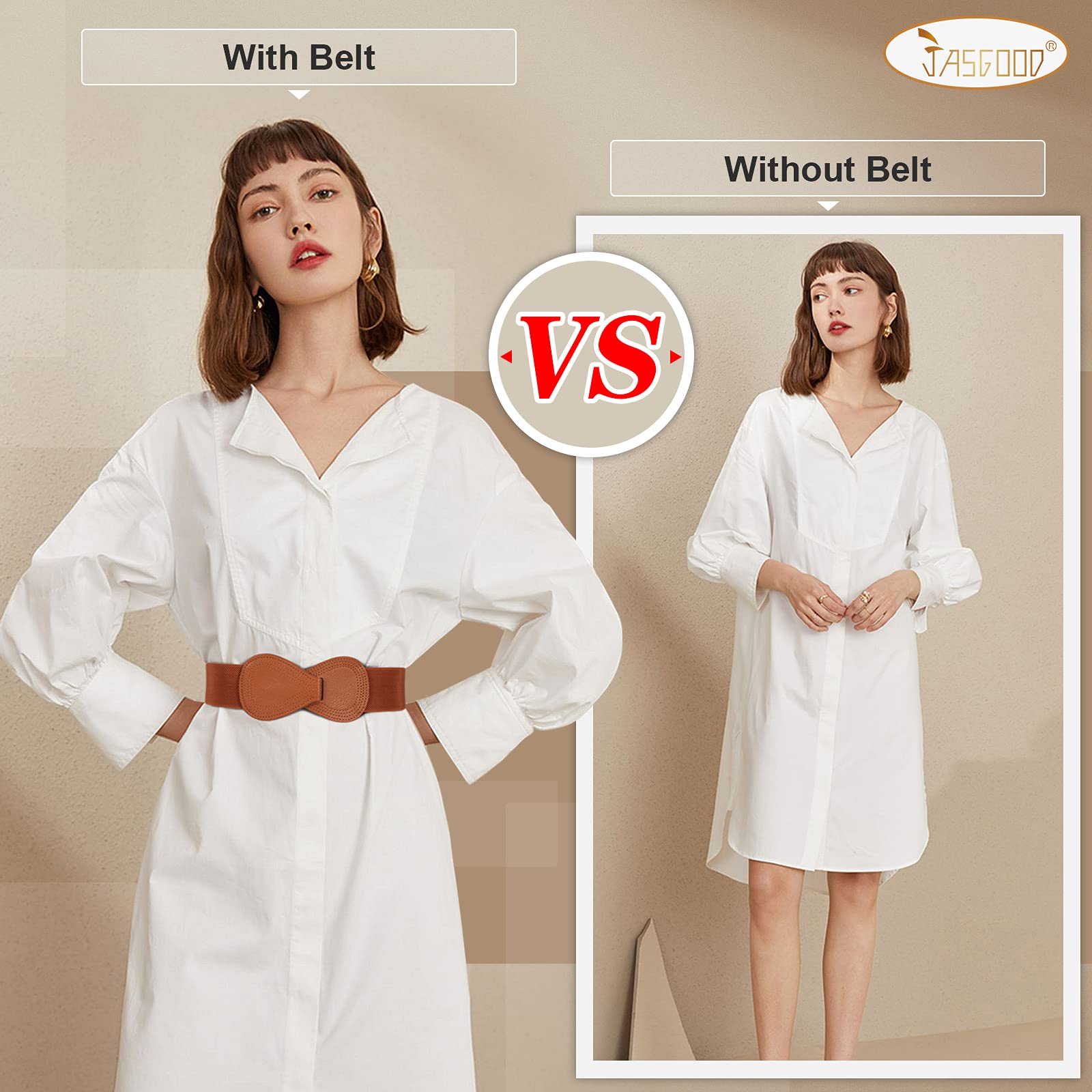 Foto 5 | Cinturón Jasgood Para Mujer, Elástico, Ancho, Ancho, Negro, Blanco Y Marrón - Venta Internacional.