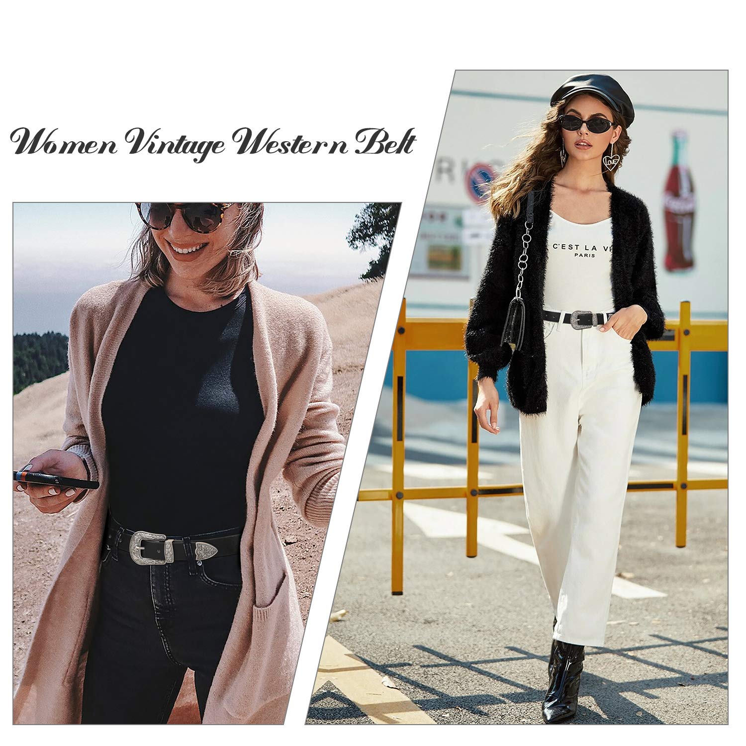 Foto 2 | Cinturón Vaquero Whippy De Diseño Vintage Para Mujer (negro) - Venta Internacional.