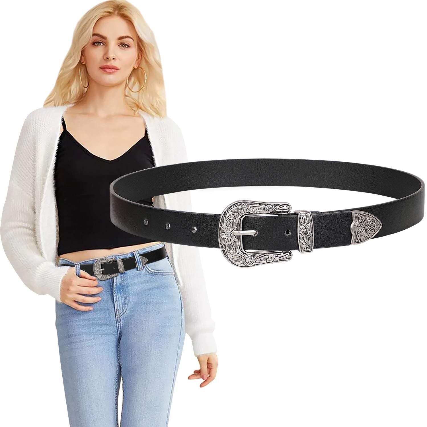 Foto 4 pulgar | Cinturón Vaquero Whippy De Diseño Vintage Para Mujer (negro) - Venta Internacional.