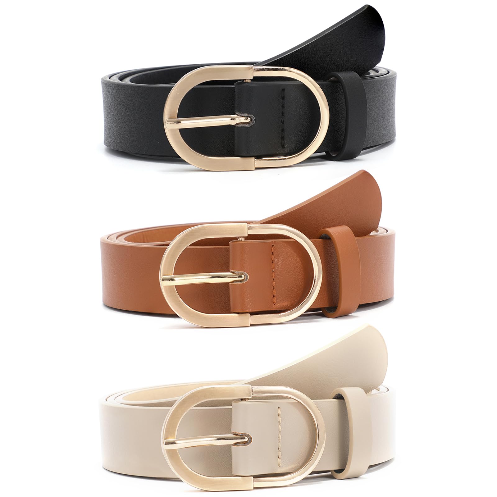 Foto 1 | Cinturones De Piel Para Mujer Xzqtive Fashion Con Hebilla Dorada, Paquete De 3 - Venta Internacional.
