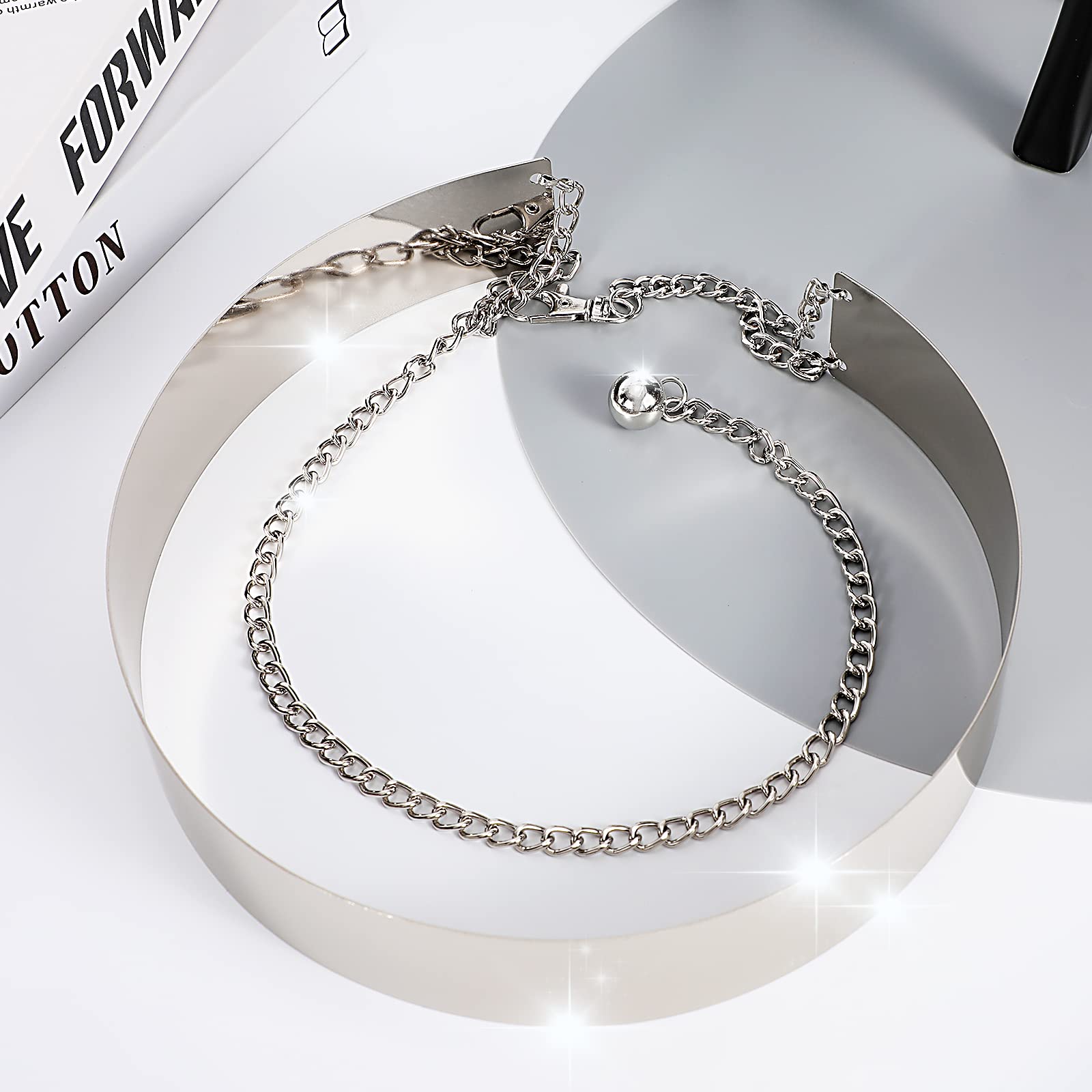 Foto 6 pulgar | Cinturón De Metal Xzqtive Con Cadena Plateada Brillante Con Espejo Pulido Para Mujer - Venta Internacional.