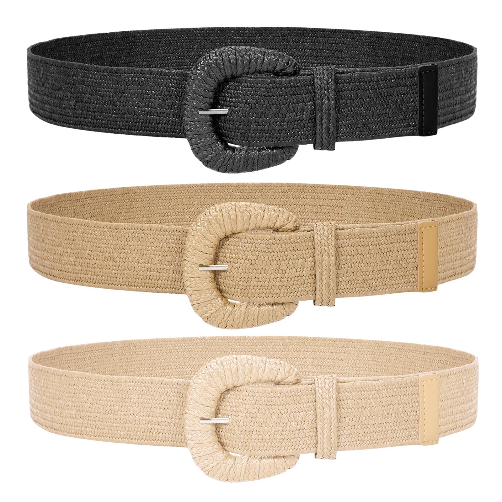 Foto 2 pulgar | Cinturones Whippy Para Mujer Tejidos En Paja, Elásticos, X3 - Venta Internacional.
