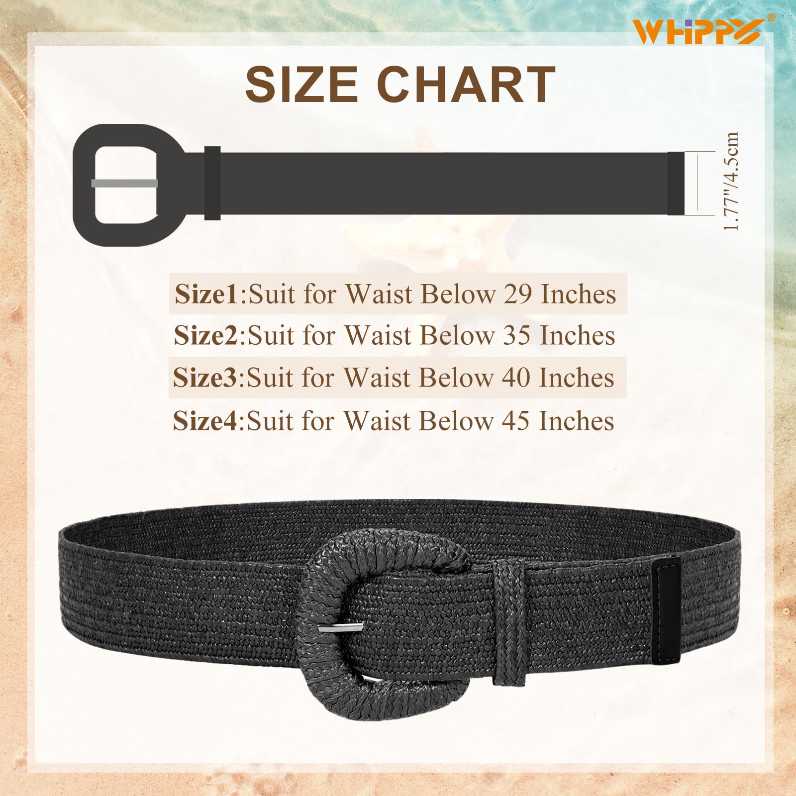 Foto 5 pulgar | Cinturones Whippy Para Mujer Tejidos En Paja, Elásticos, X3 - Venta Internacional.