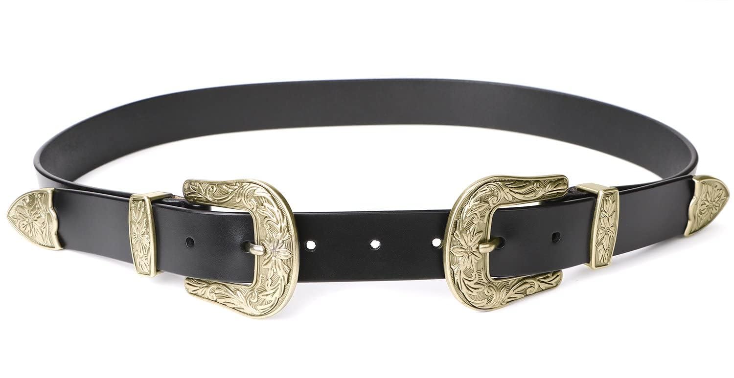 Foto 1 | Cinturón De Piel Jasgood Para Mujer, Diseño Vintage Western, Negro - Venta Internacional.