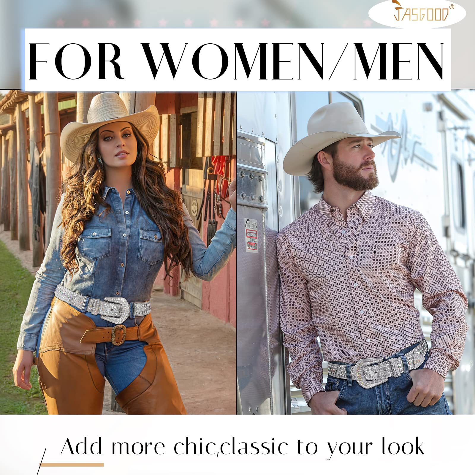 Foto 2 | Cinturón Jasgood Con Strass Western Cowgirl Cowboy Leather - Venta Internacional.