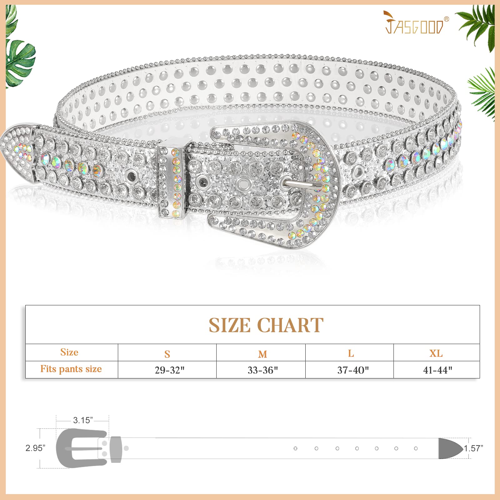 Foto 6 pulgar | Cinturón Jasgood Con Strass Western Cowgirl Cowboy Leather - Venta Internacional.