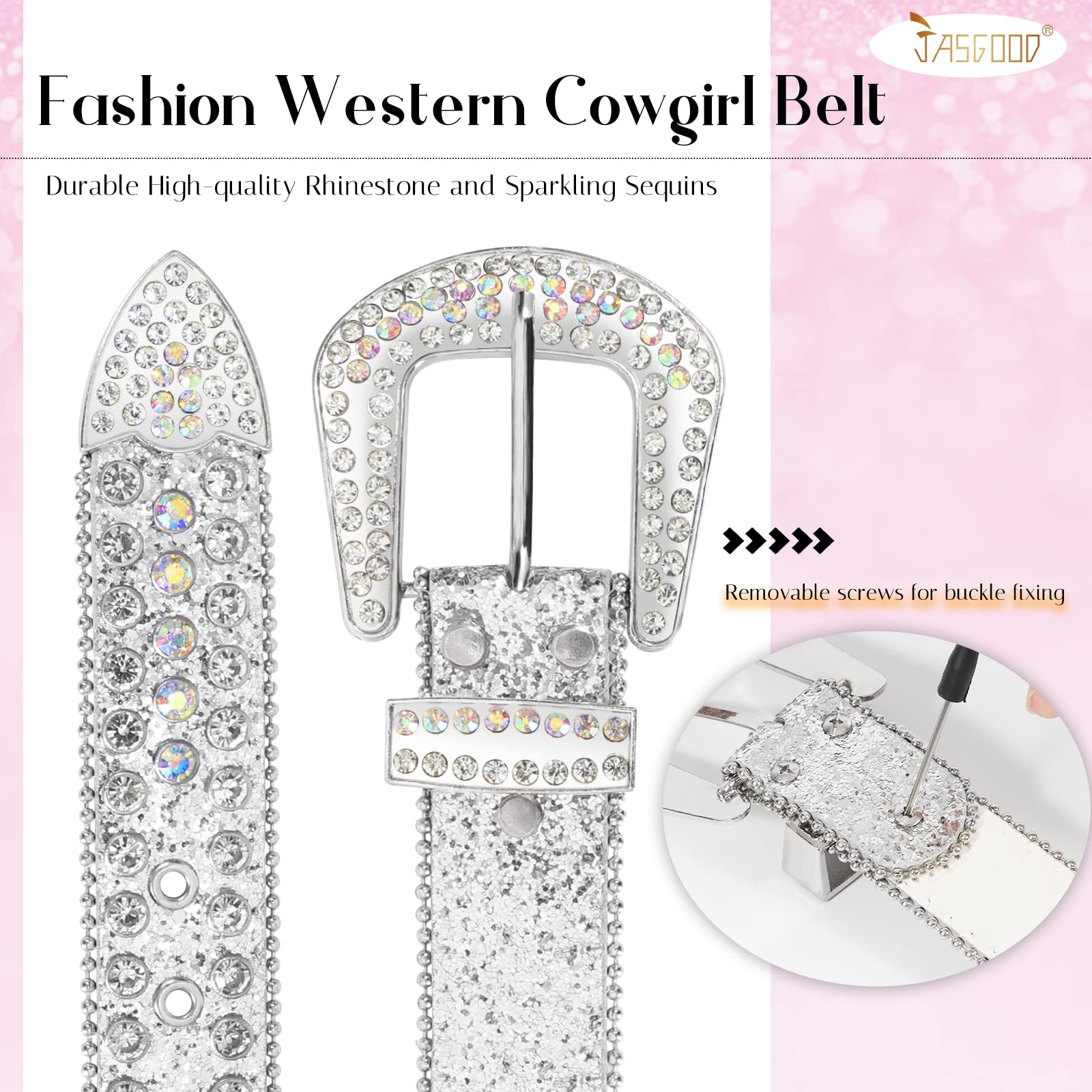 Foto 7 pulgar | Cinturón Jasgood Con Strass Western Cowgirl Cowboy Leather - Venta Internacional.