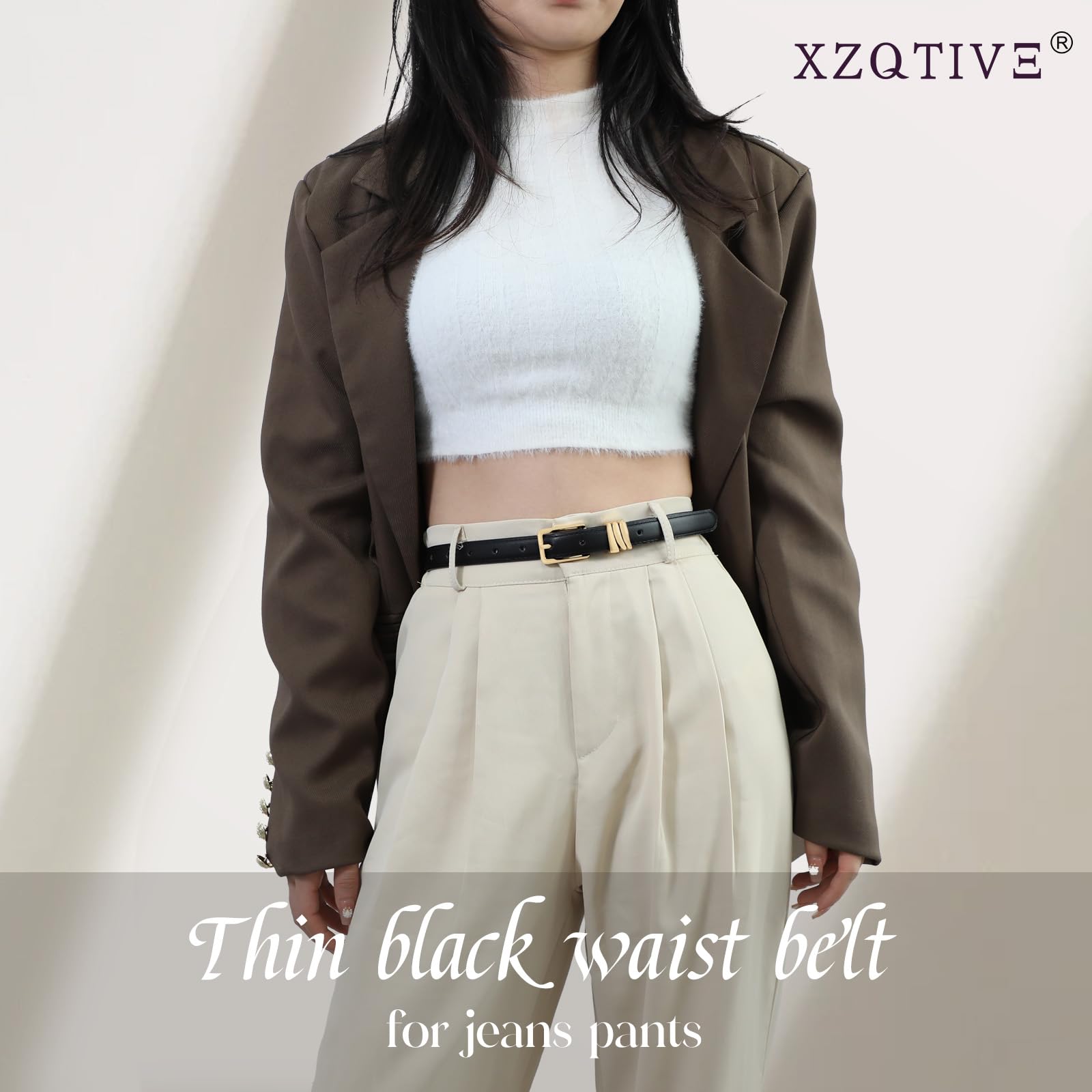 Foto 4 | Cinturón Xzqtive De Piel Delgada Para Mujer, Negro, Para Vestidos Y Jeans - Venta Internacional.