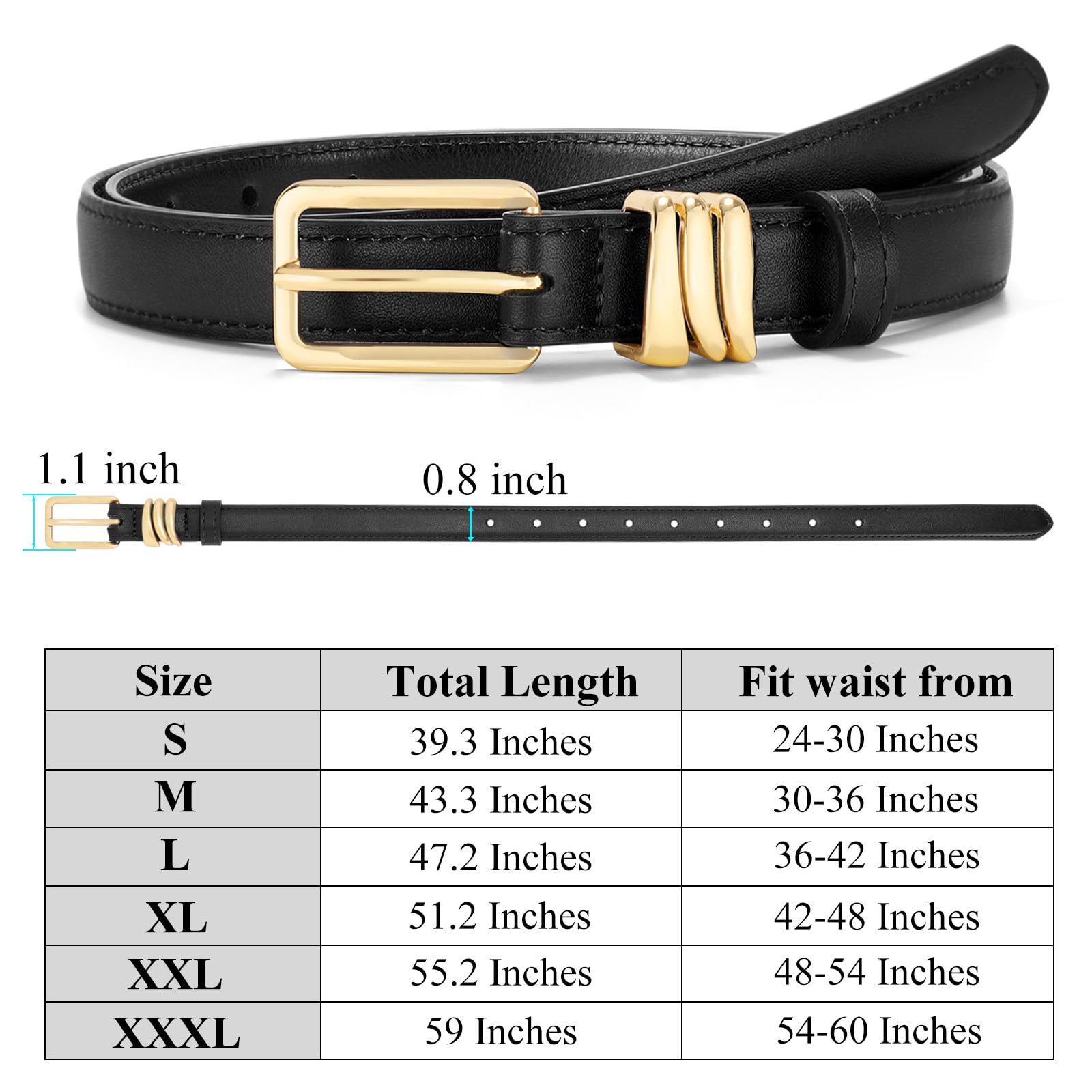 Foto 7 pulgar | Cinturón Xzqtive De Piel Delgada Para Mujer, Negro, Para Vestidos Y Jeans - Venta Internacional.