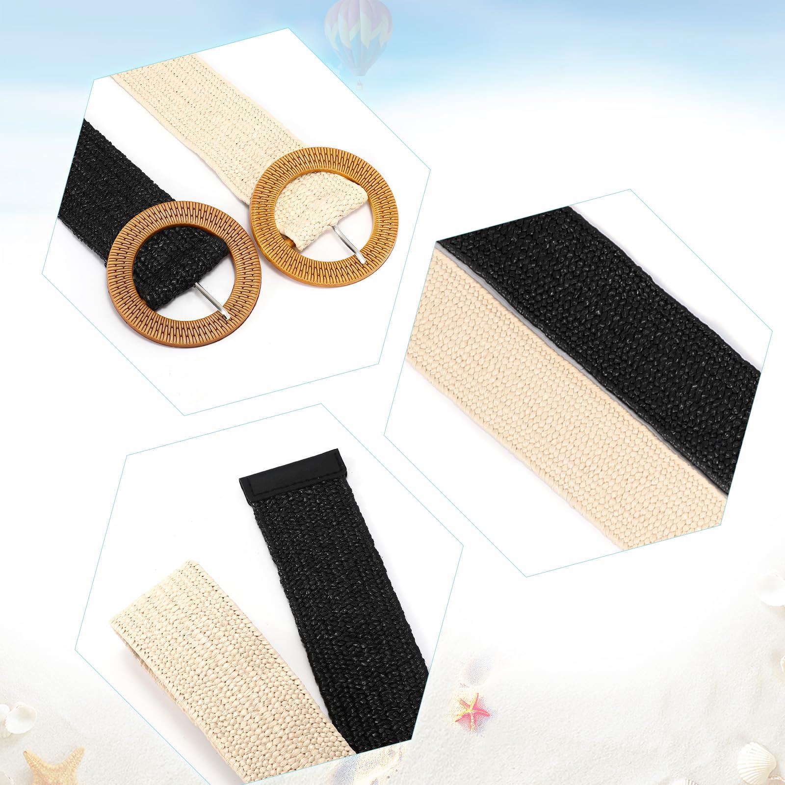 Foto 4 pulgar | Juego De 4 Cinturones Elásticos Tejidos En Paja Para Mujer - Venta Internacional.