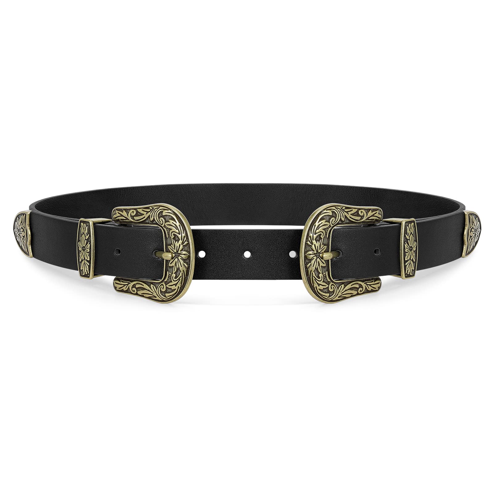 Foto 1 | Cinturón Whippy Vintage Western De Piel Con Doble Hebilla Negra Xl - Venta Internacional.