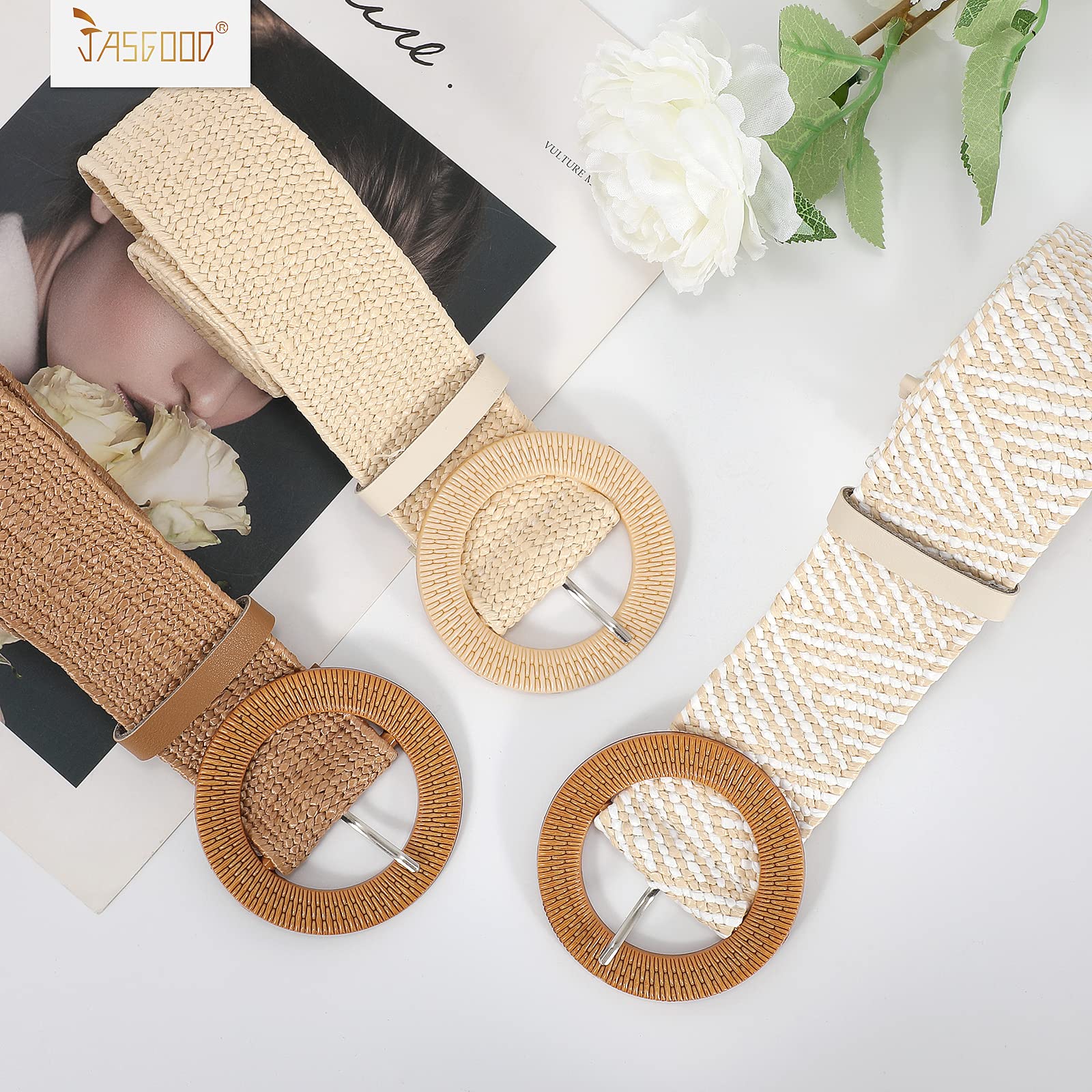 Foto 4 pulgar | Cinturones Elásticos De Tejido De Paja Jasgood Para Mujer - Venta Internacional.