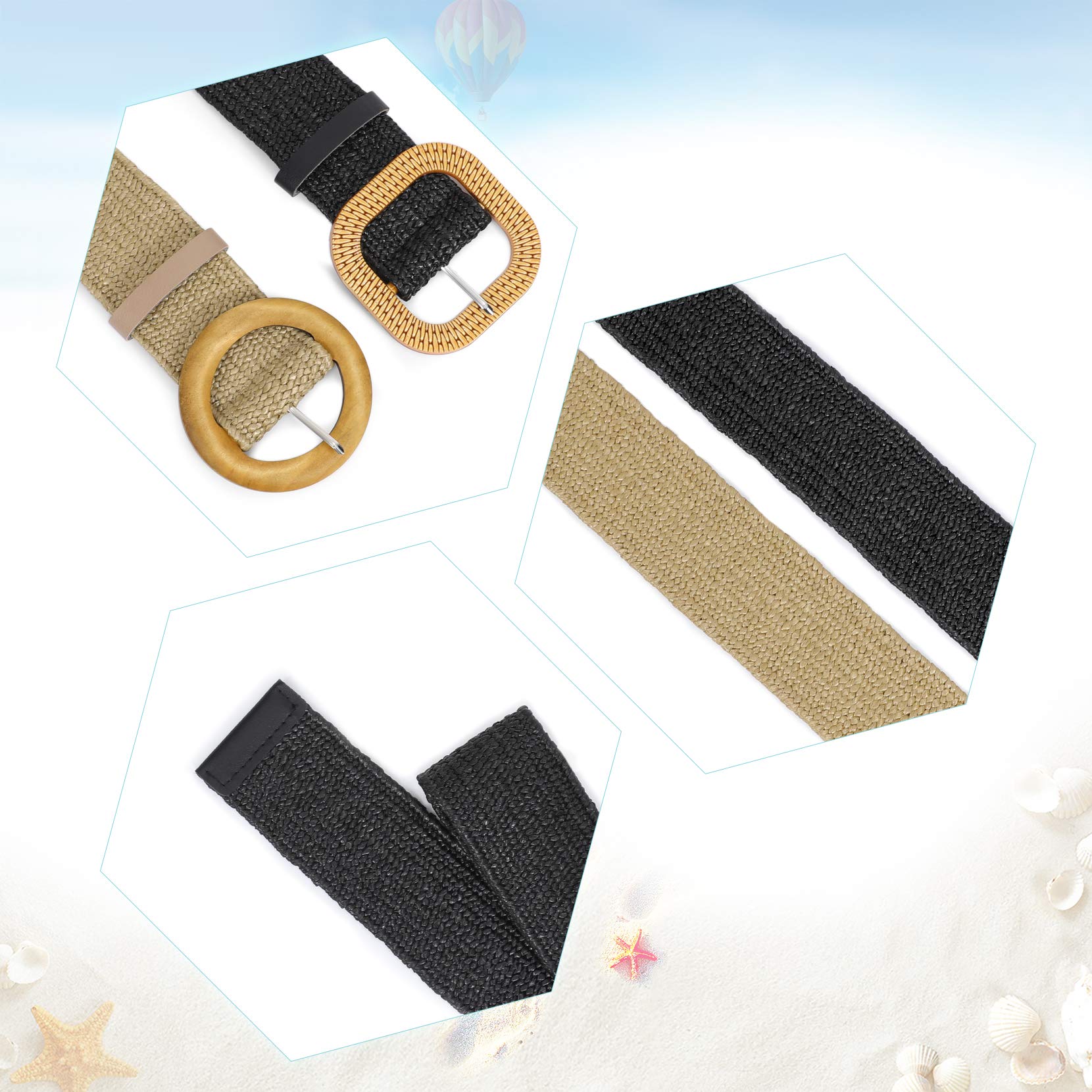Foto 4 pulgar | Juego De 4 Cinturones Elásticos Tejidos En Paja Para Mujer - Venta Internacional.