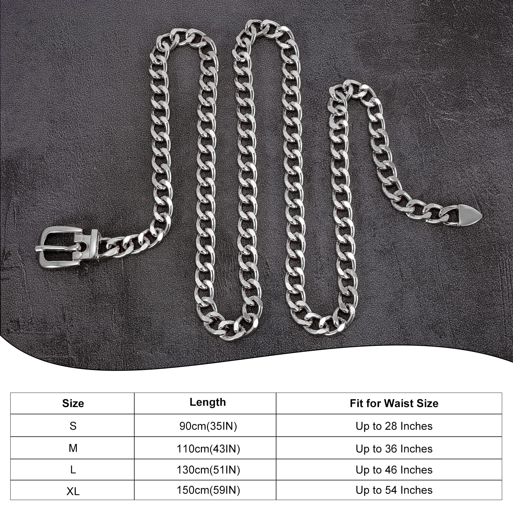 Foto 6 | Cinturón Con Cadena De Cintura Whippy Para Mujeres Y Niñas, Tono Plateado L - Venta Internacional.