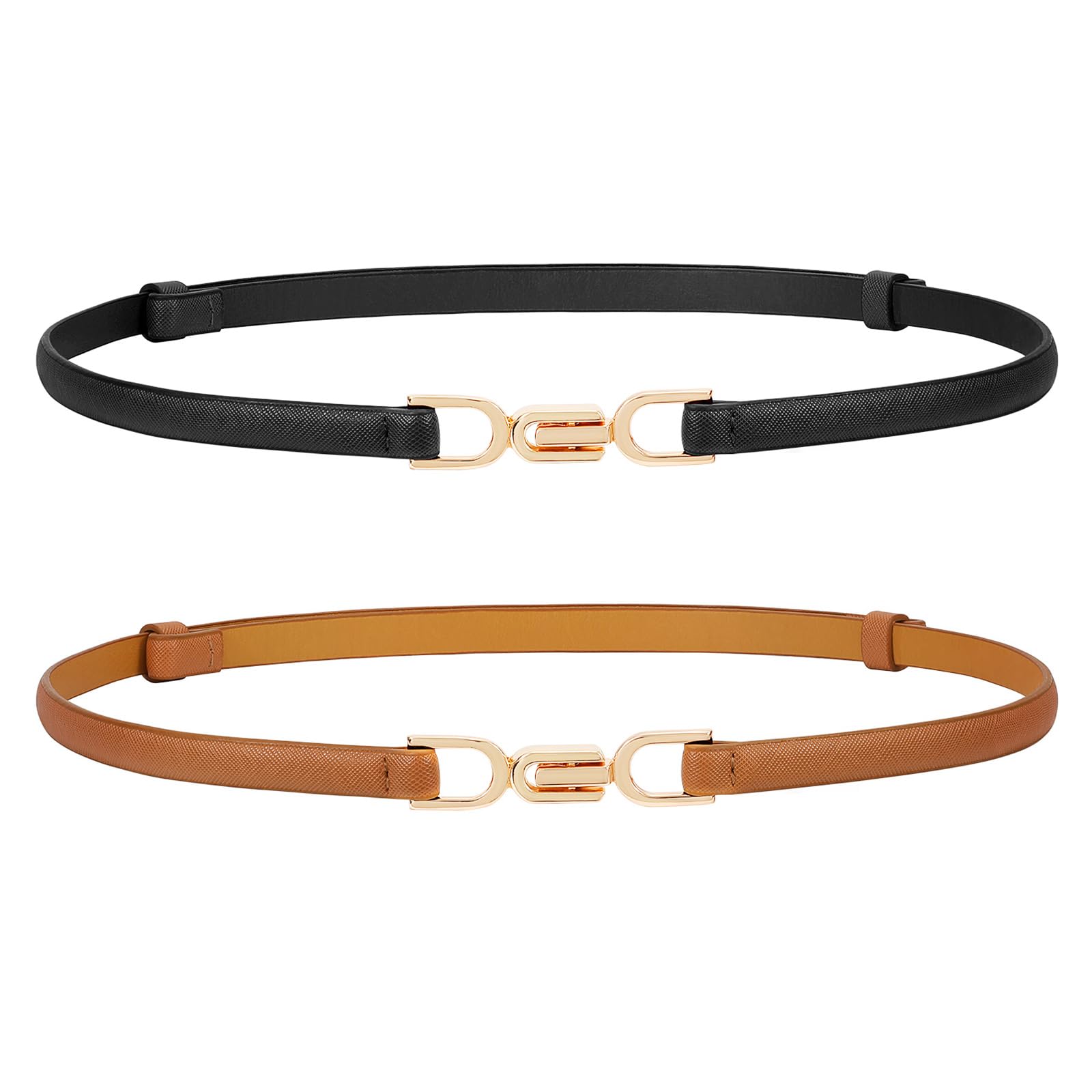 Foto 2 pulgar | Cinturón Whippy Para Mujer, Piel Delgada, Cintura Ajustable, Negro/marrón - Venta Internacional.