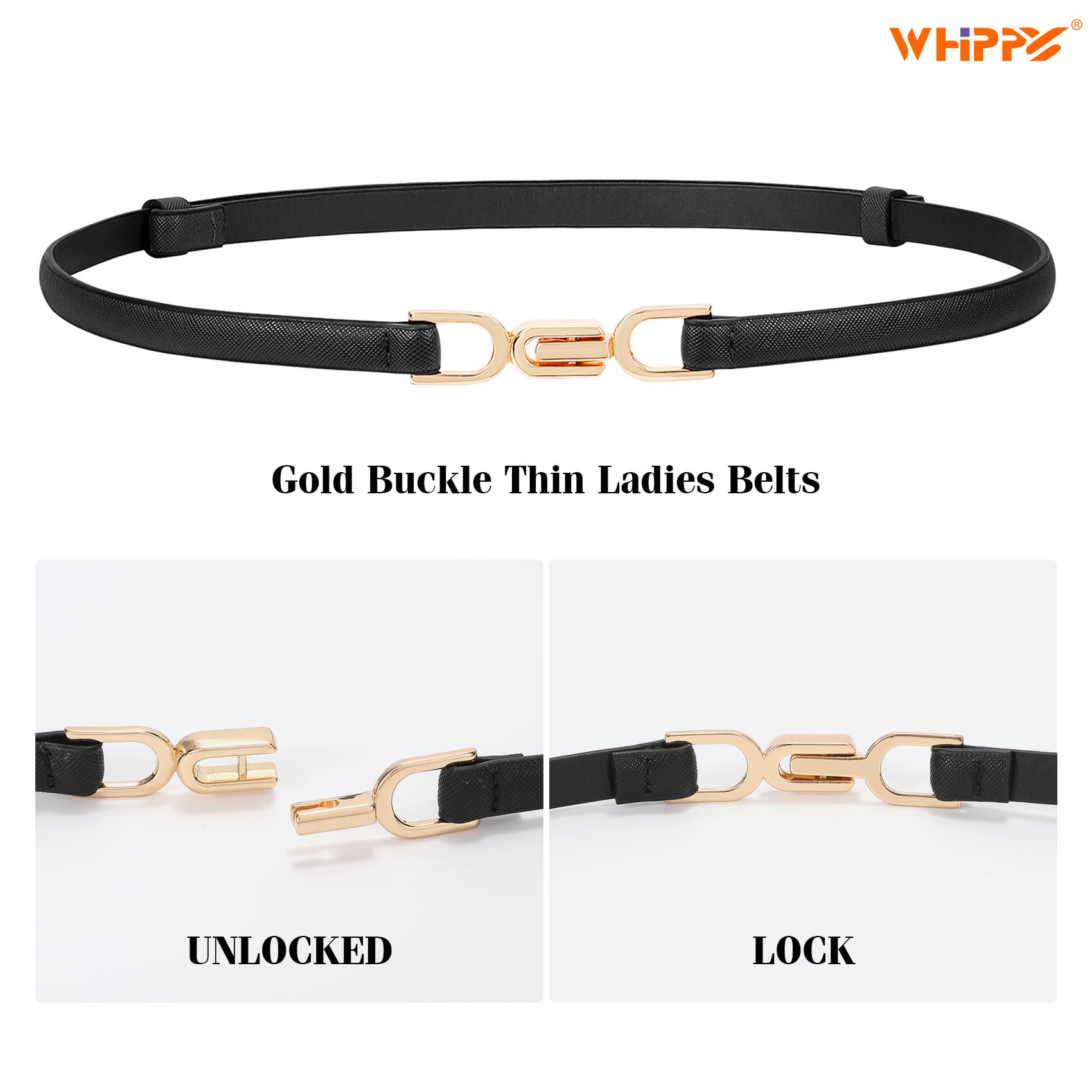 Foto 5 pulgar | Cinturón Whippy Para Mujer, Piel Delgada, Cintura Ajustable, Negro/marrón - Venta Internacional.